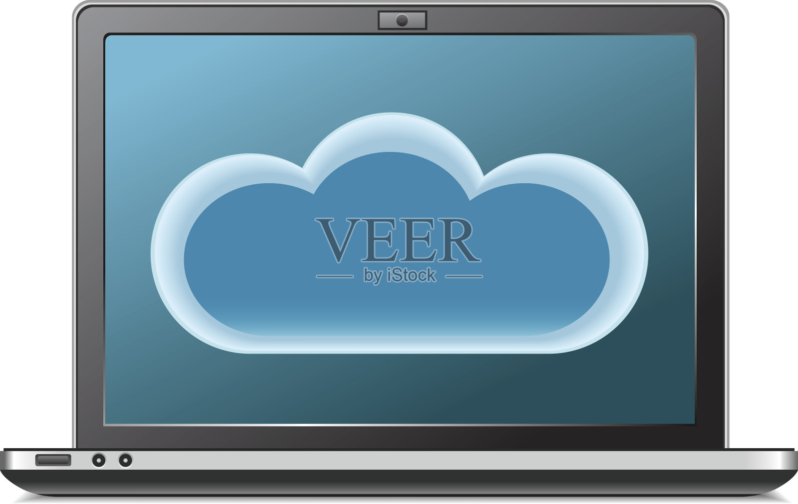 笔记本电脑与云插画图片素材