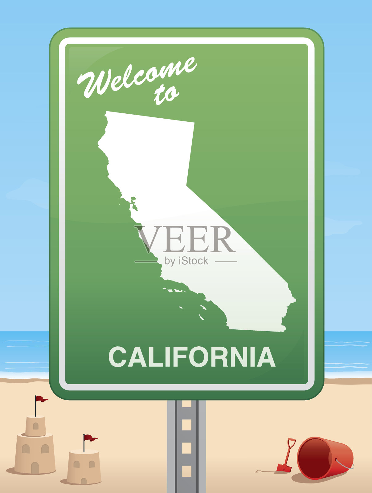 加州的路标插画图片素材