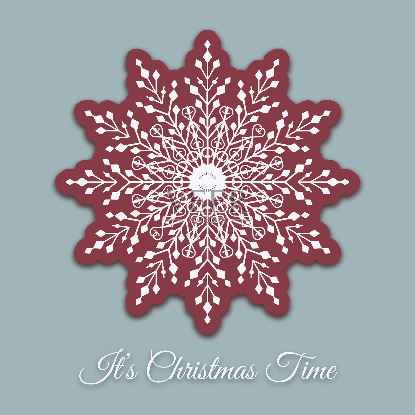 复古圣诞装饰-雪花插画图片素材