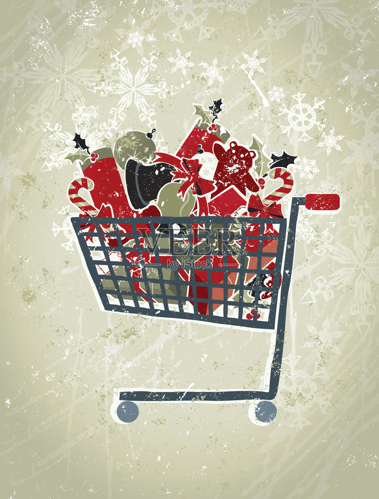 圣诞购物手推车设计元素图片