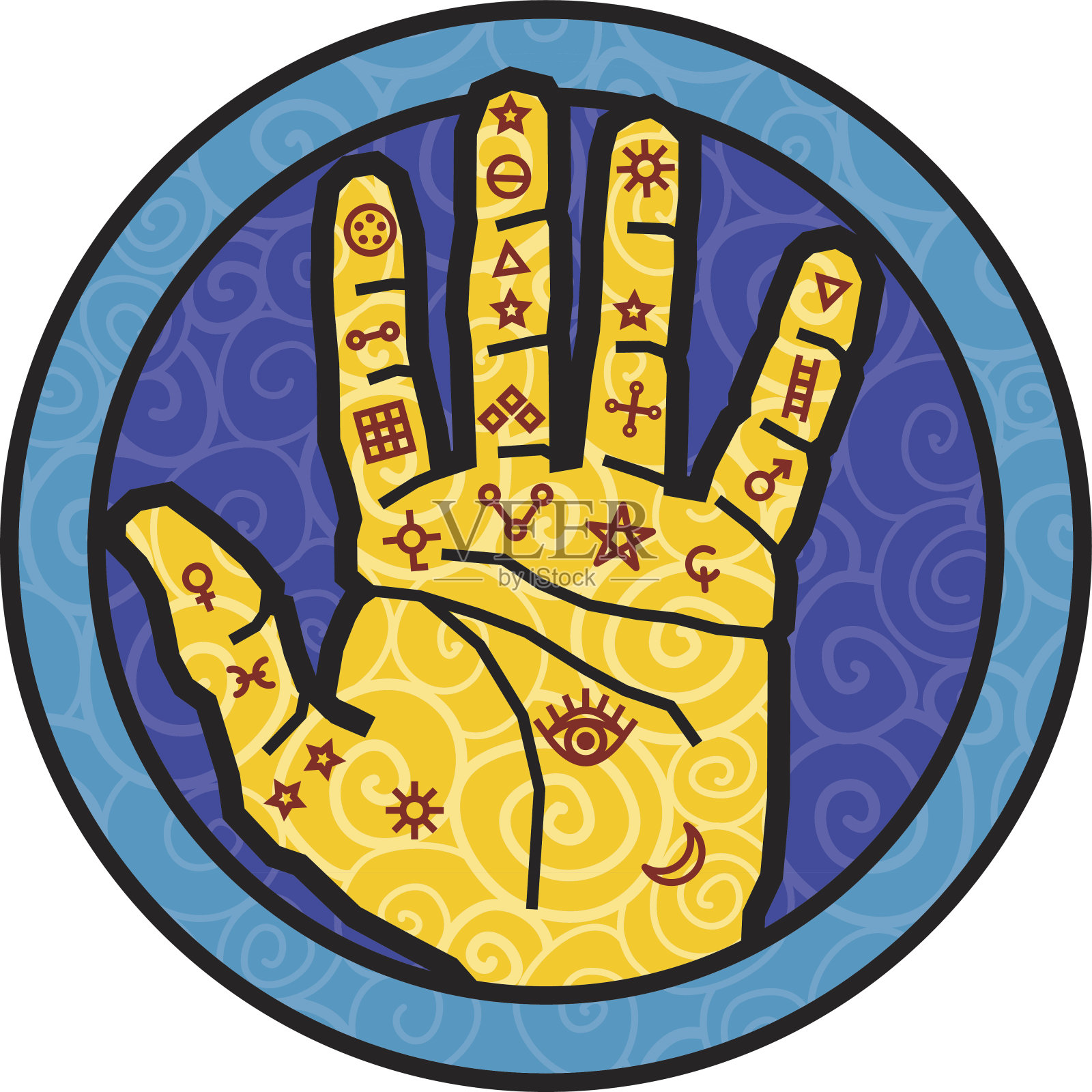 炼金术士的手插画图片素材