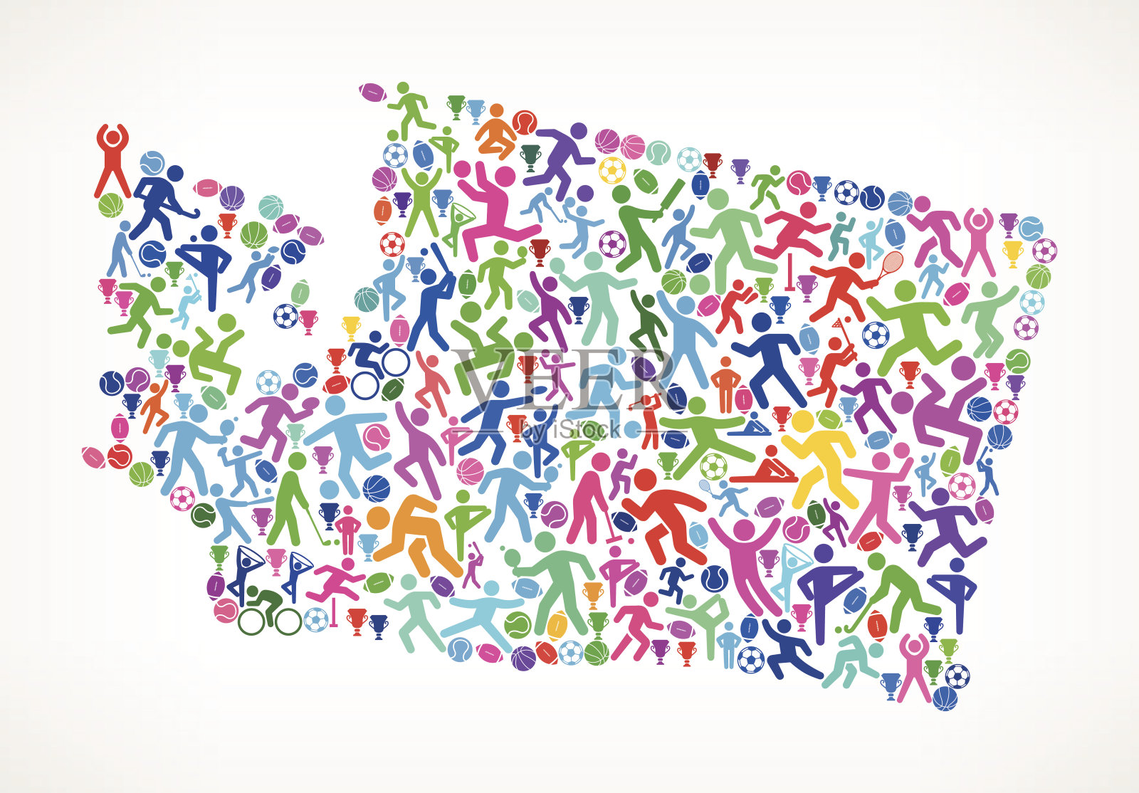 华盛顿州健身运动和运动模式矢量返回插画图片素材