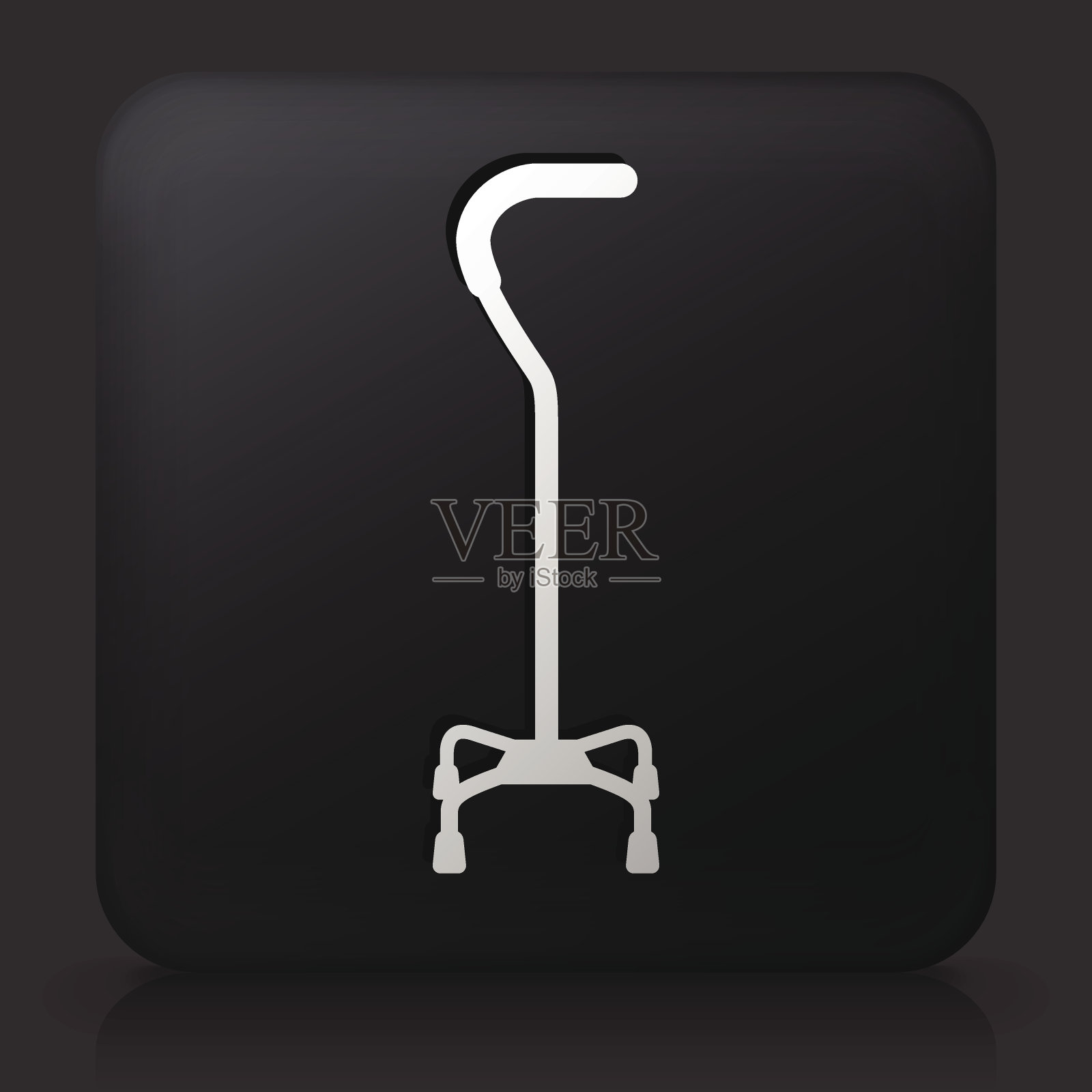 黑色方形按钮与手杖图标插画图片素材