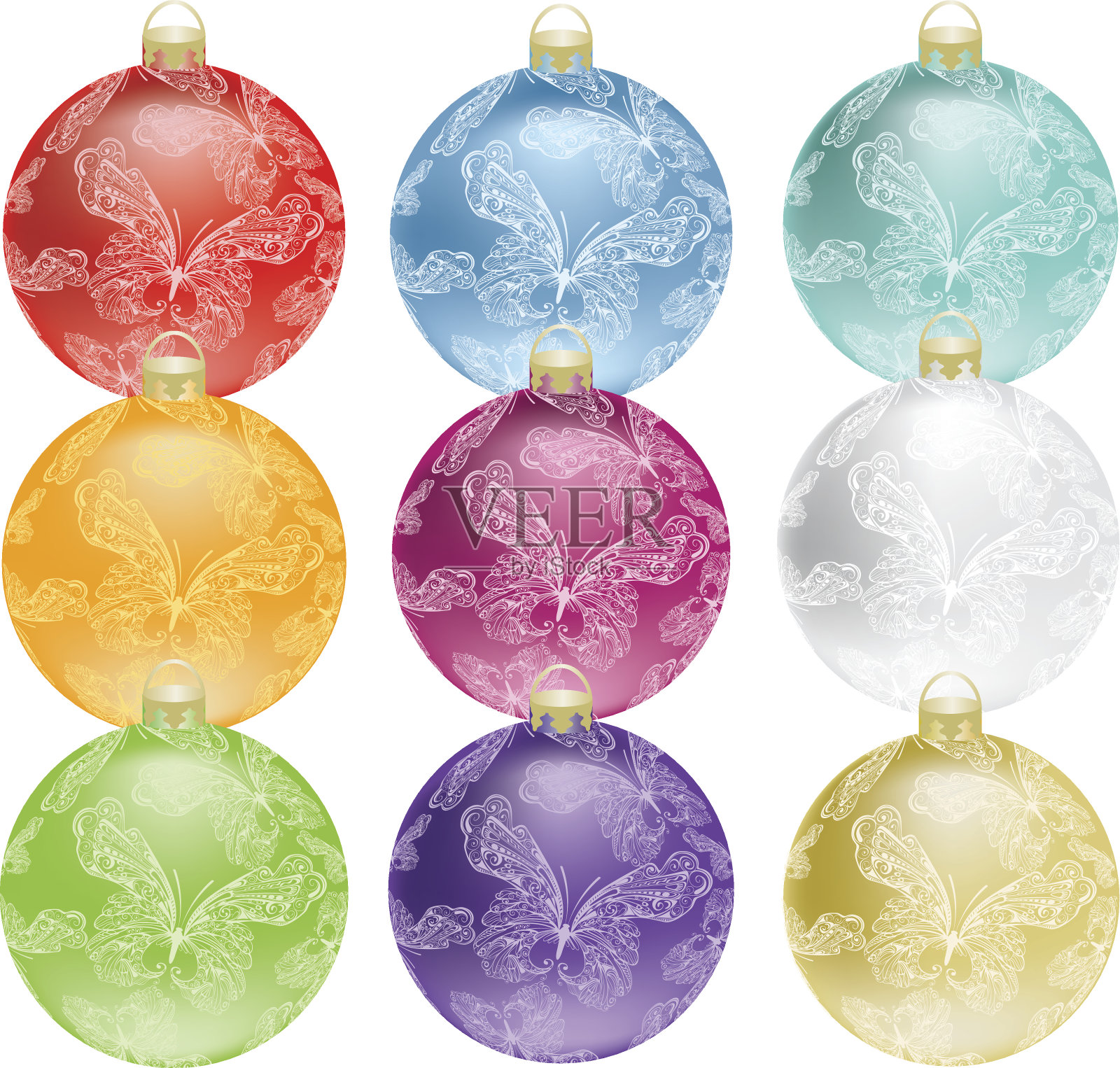 彩色的圣诞球插画图片素材