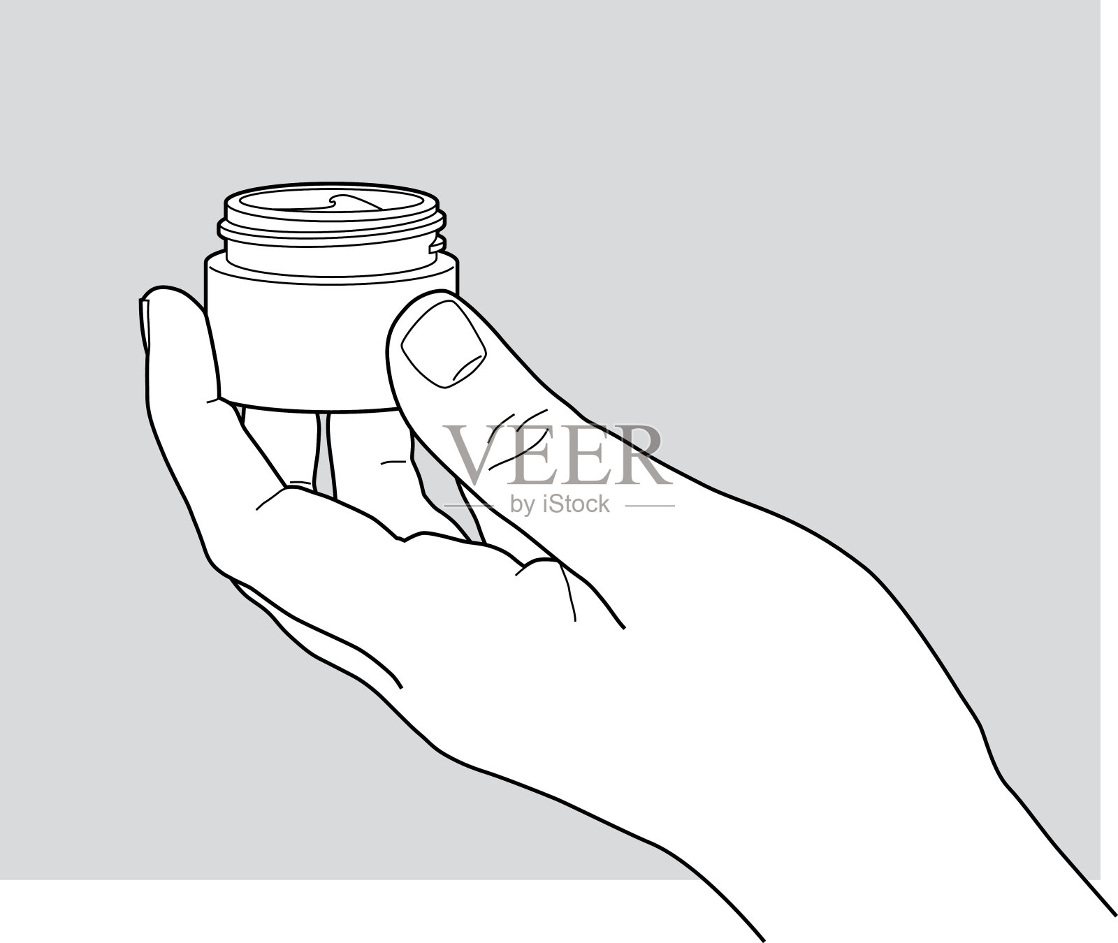 手里拿着一个开着的奶油罐插画图片素材