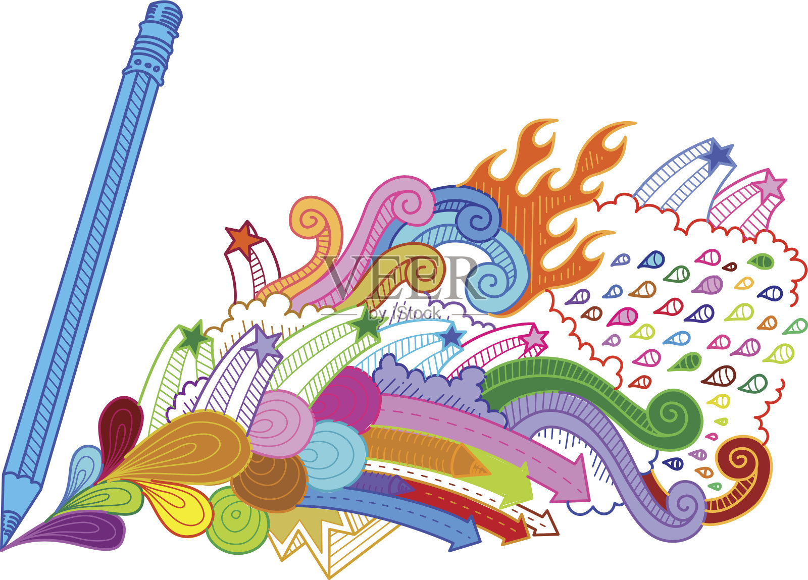 铅笔涂鸦插画图片素材