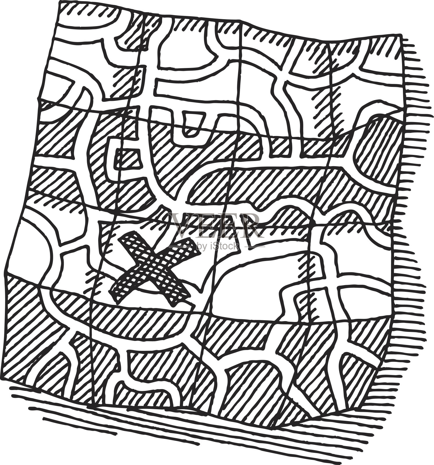 可折叠街道地图绘制插画图片素材