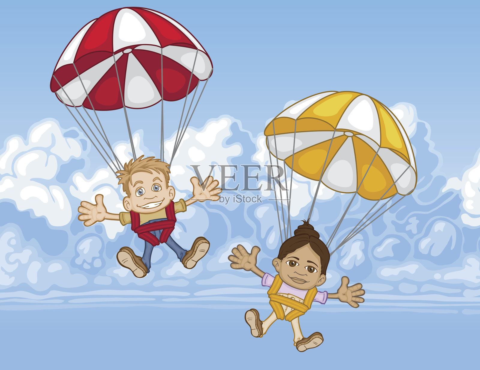 伞的孩子插画图片素材