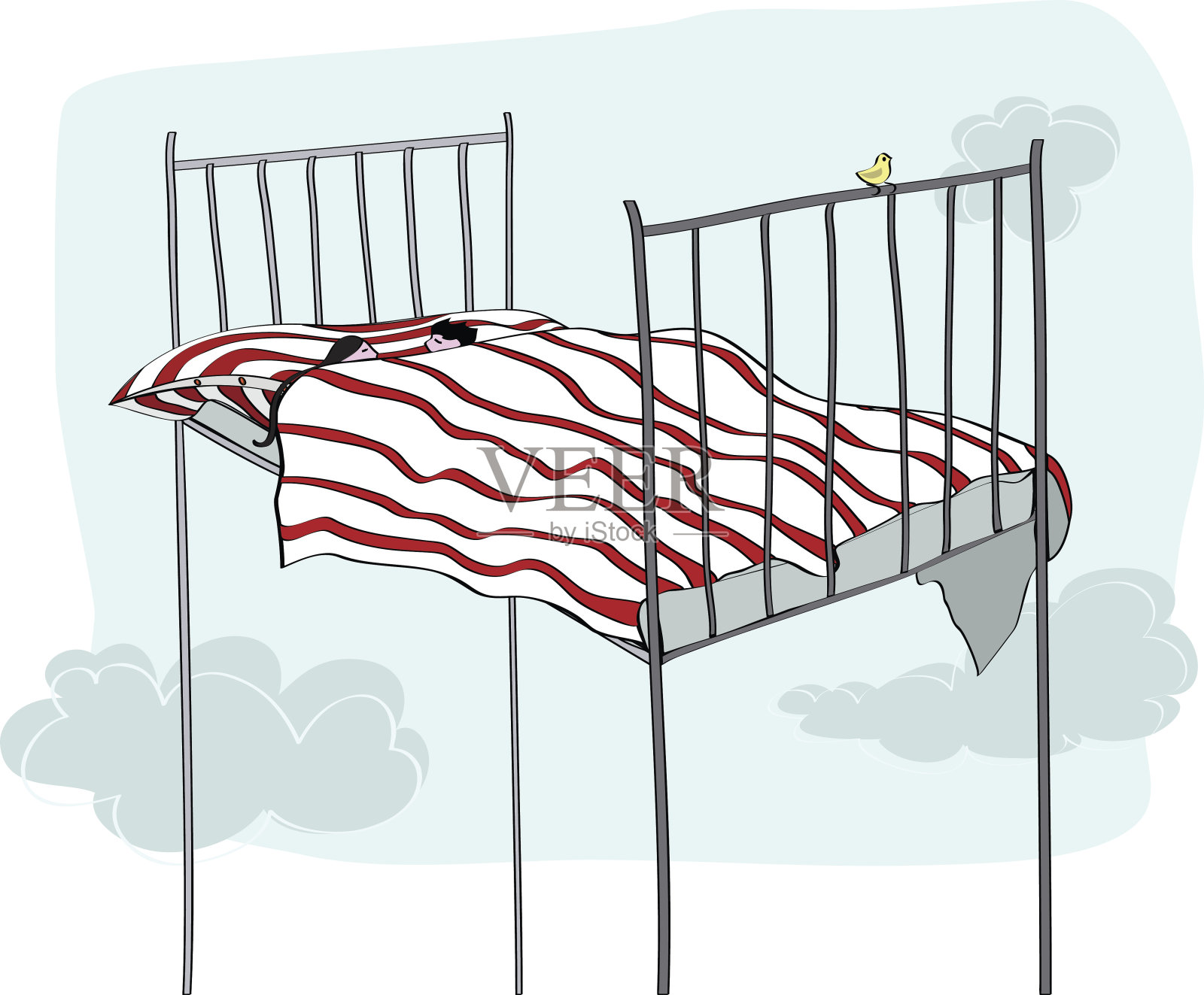 睡在天堂插画图片素材