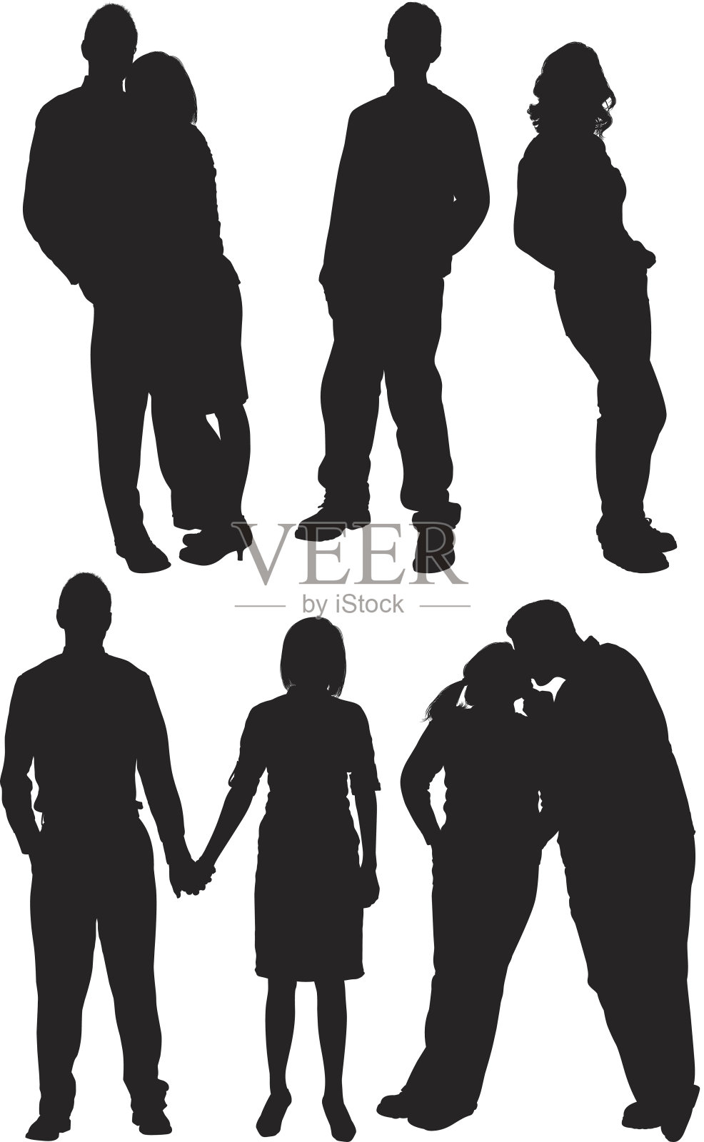 一对夫妇的剪影插画图片素材