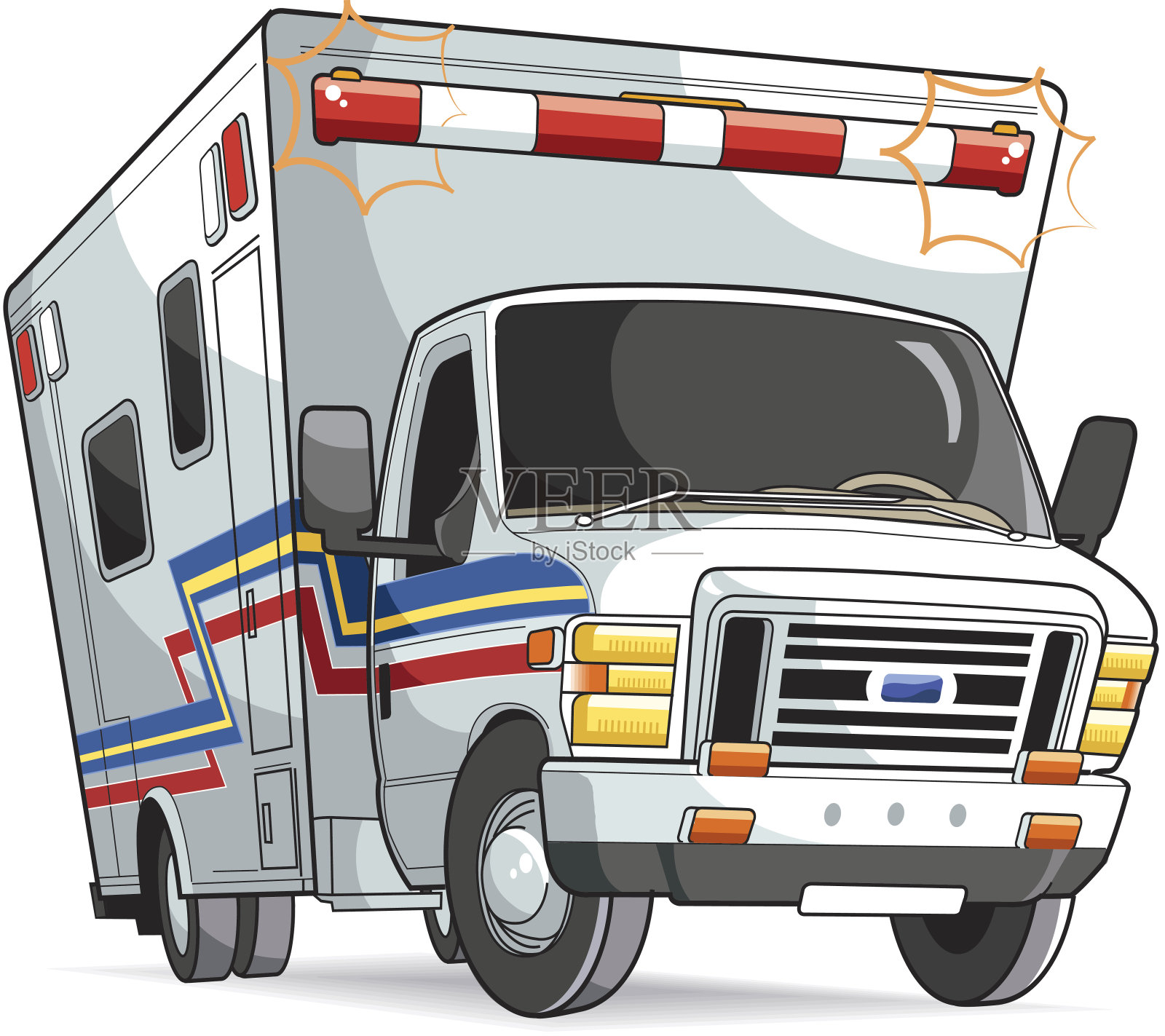 救护车等着执行任务插画图片素材