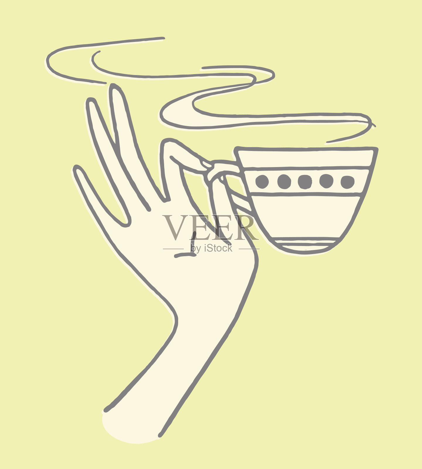 手拿着茶杯插画图片素材