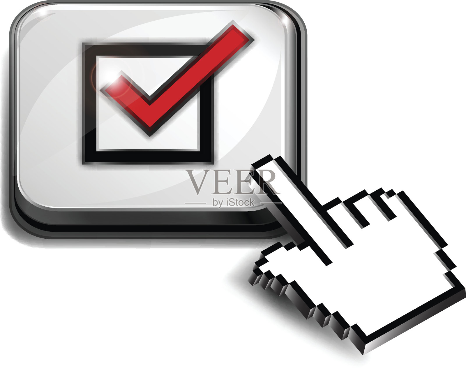 手光标在|键检查标记设计元素图片