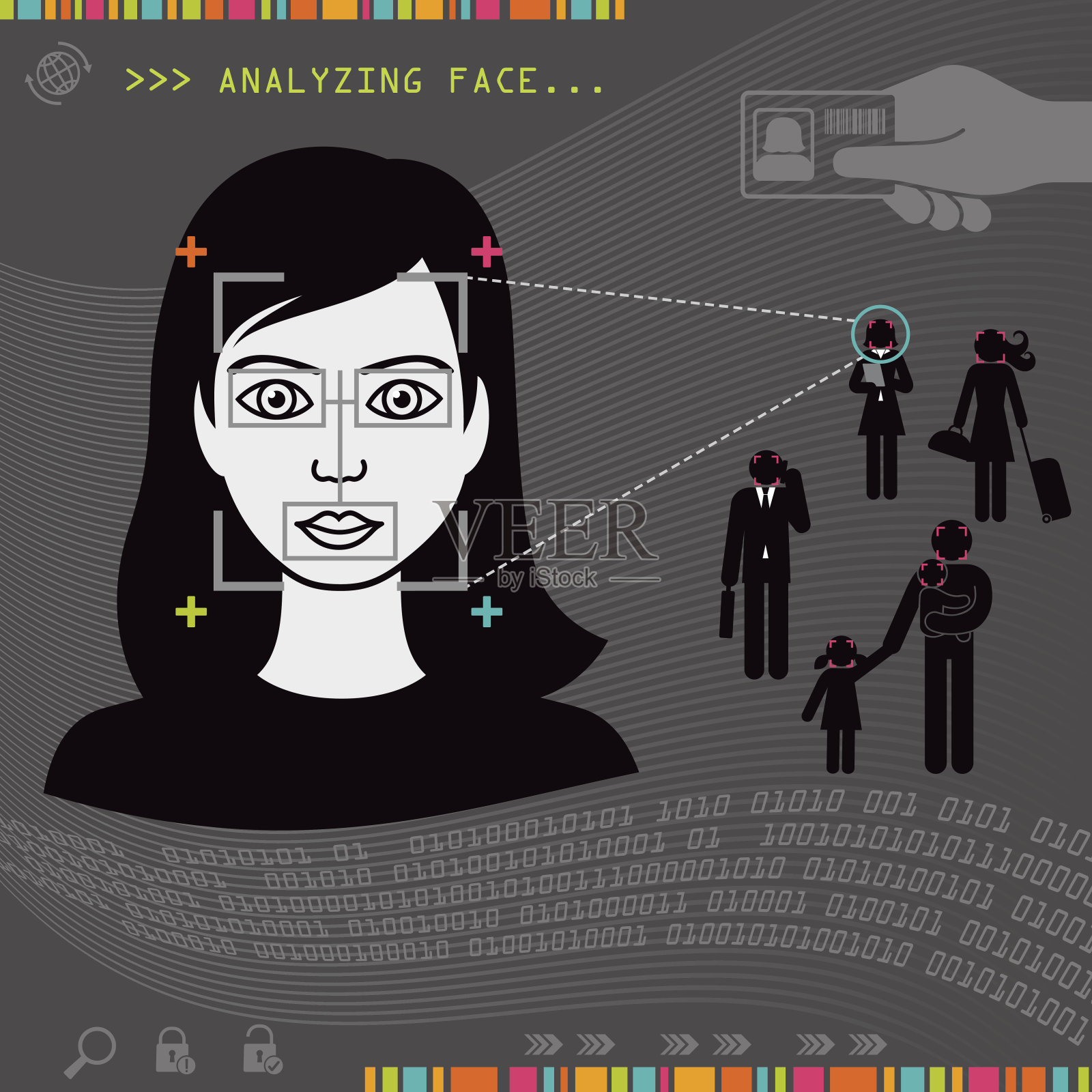 生物识别人脸识别插画图片素材