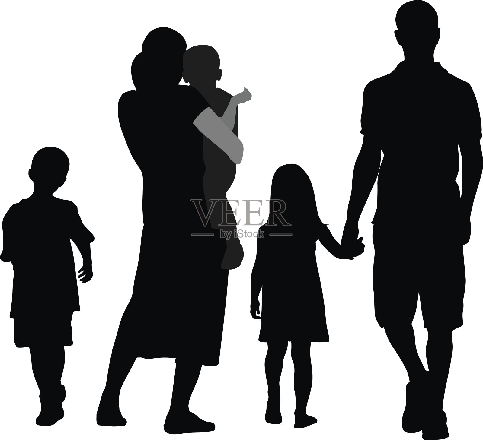 家庭五插画图片素材