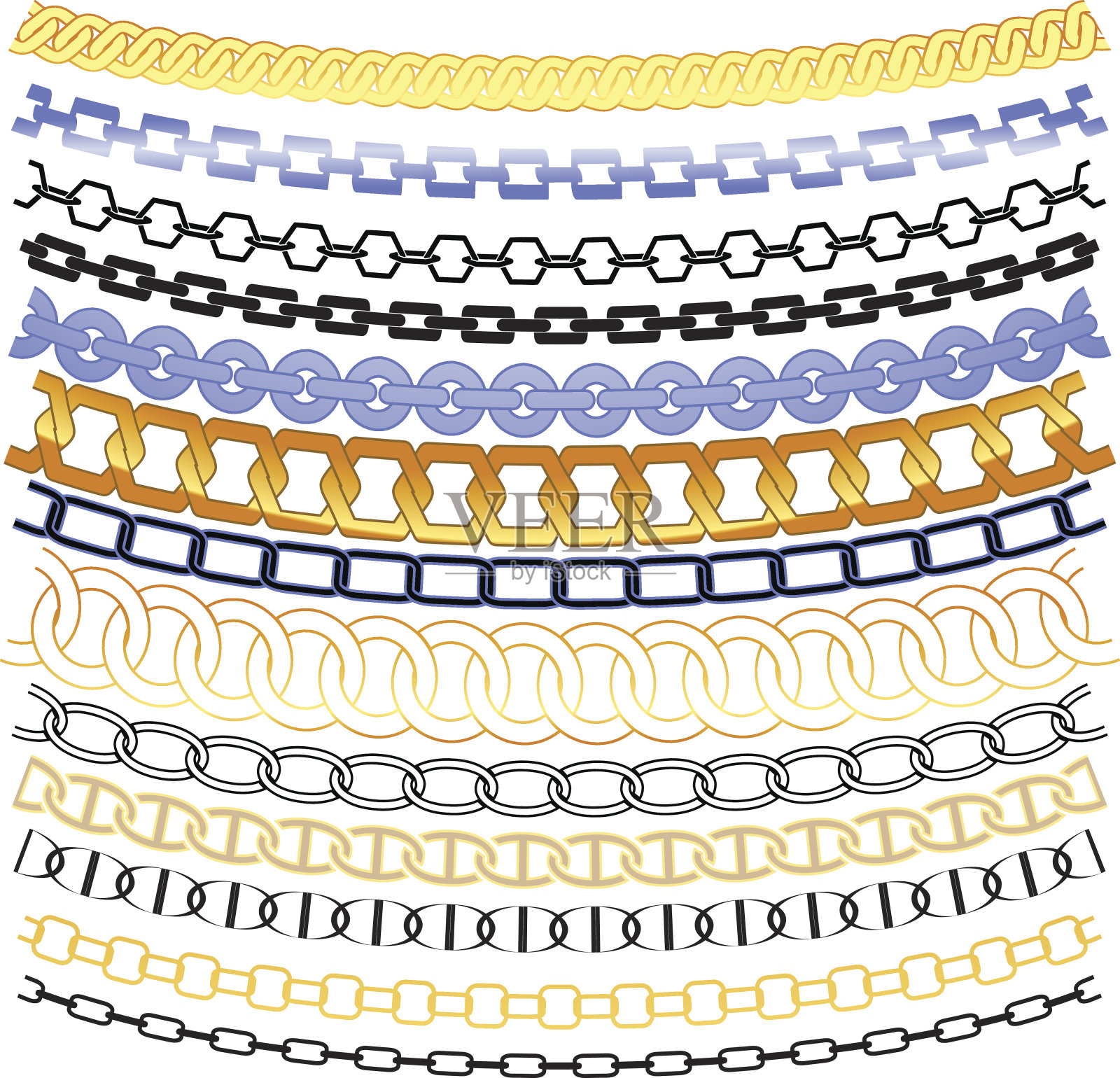 白色背景上彩色项链的特写镜头插画图片素材