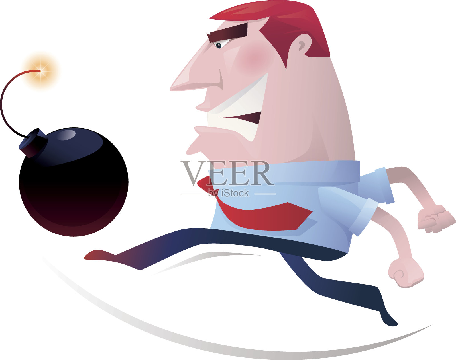 男人踢炸弹插画图片素材