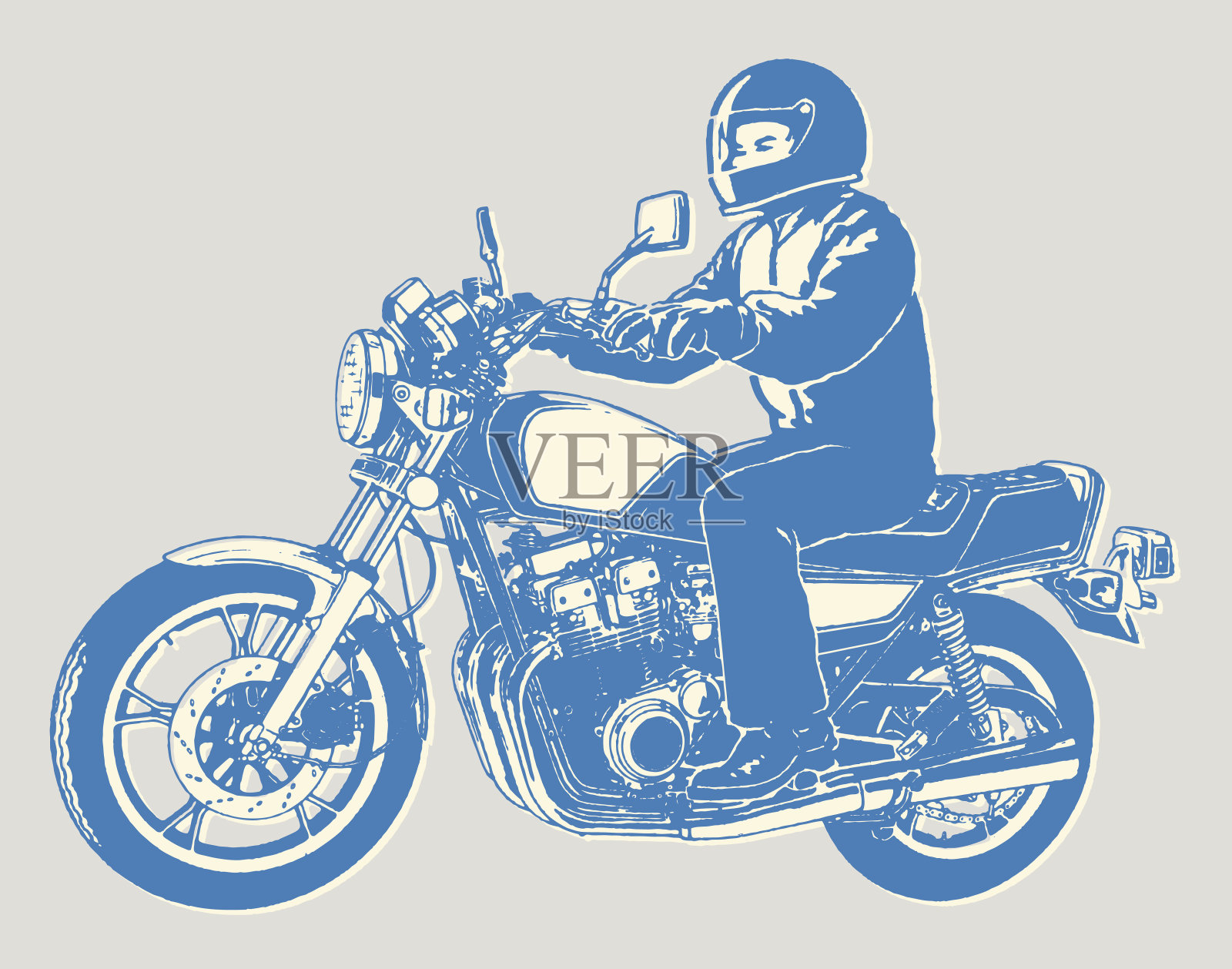 摩托车和骑手的侧面视图设计元素图片