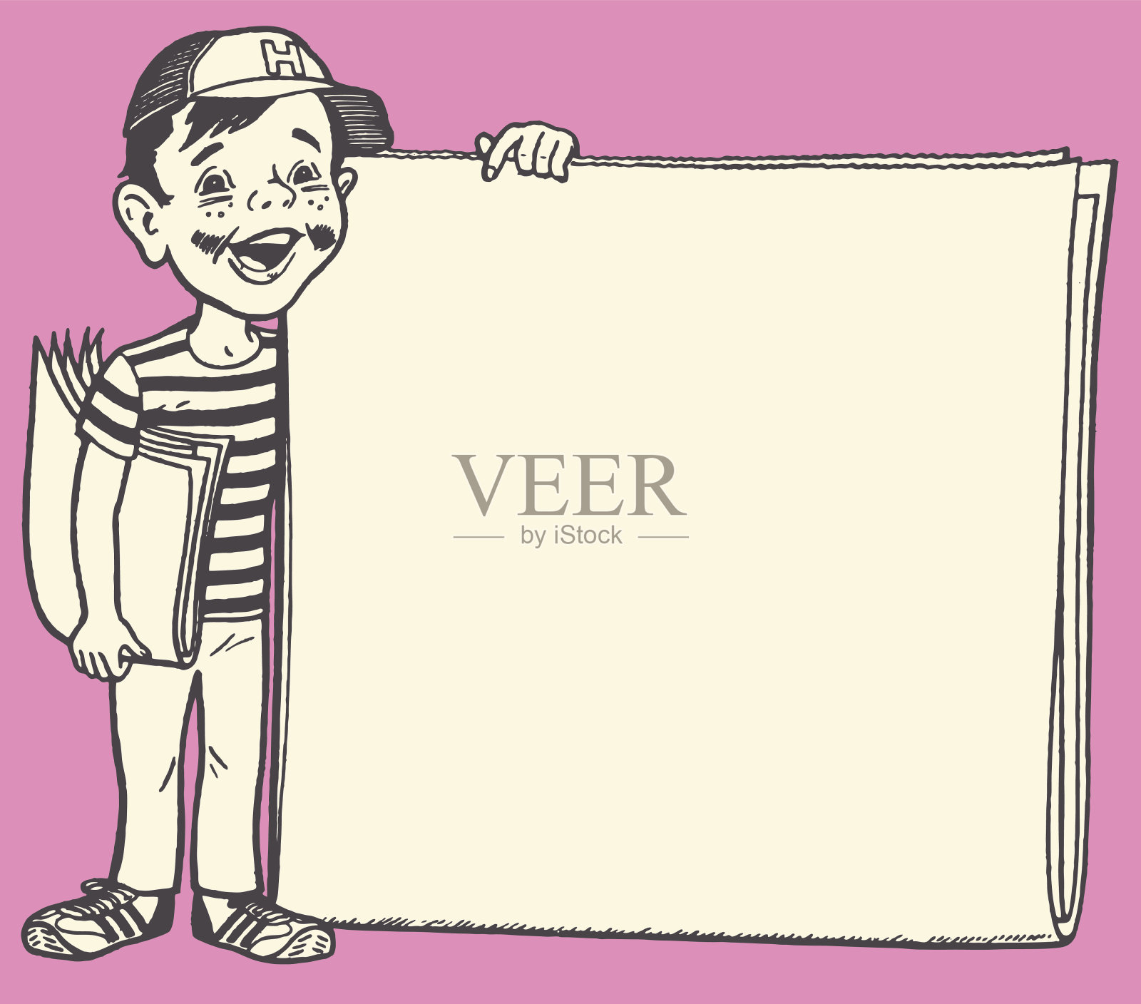 男孩的空白标志插画图片素材