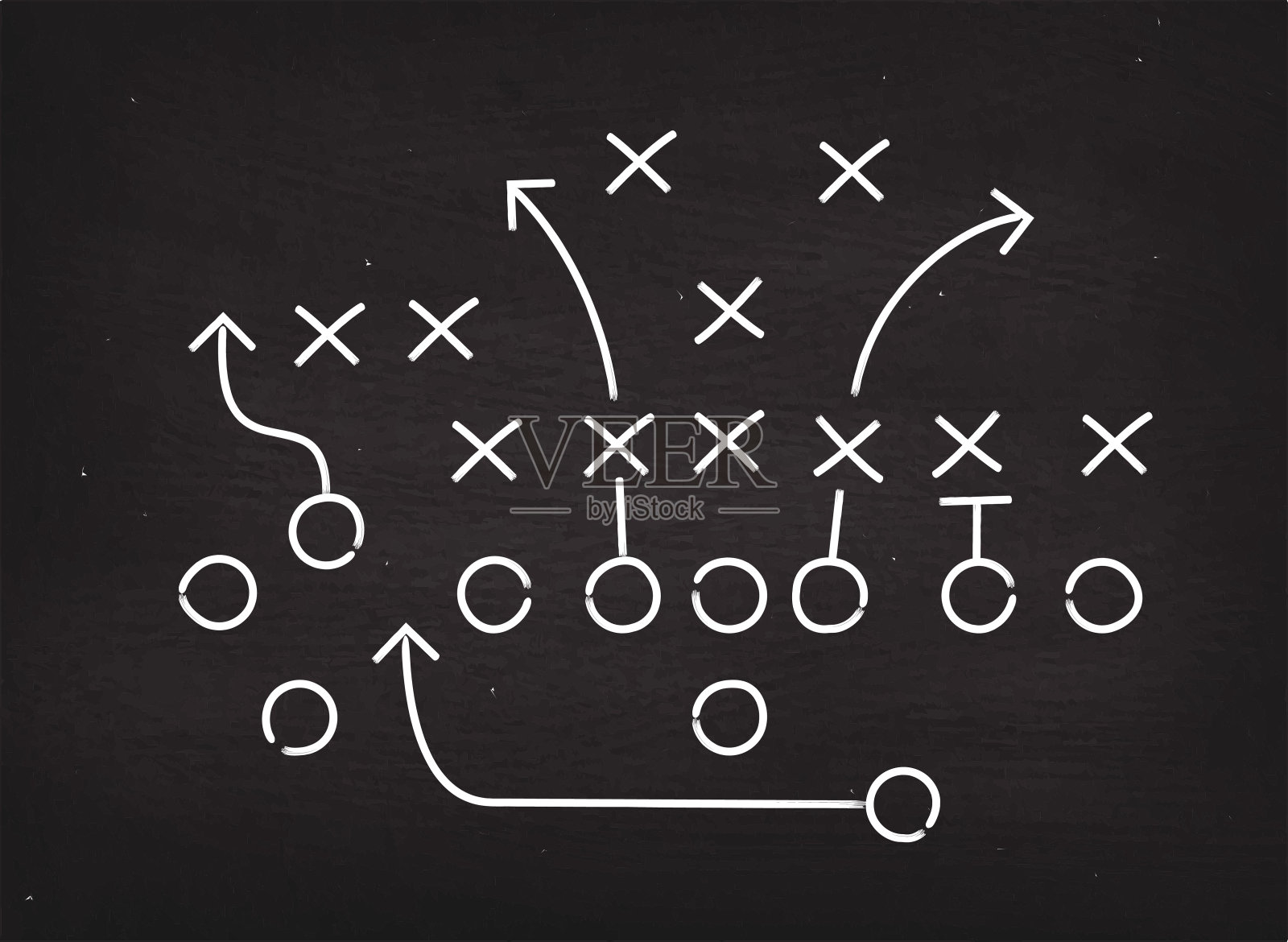 美式足球触地策略图在黑板上插画图片素材