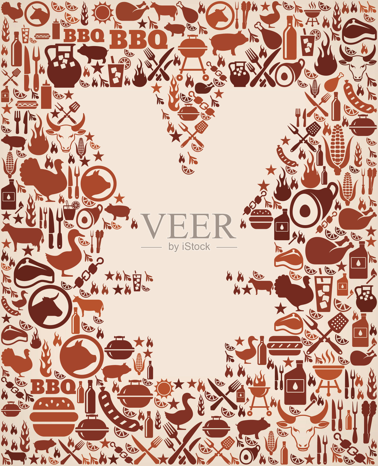 日圆签夏季烧烤邀请矢量背景插画图片素材