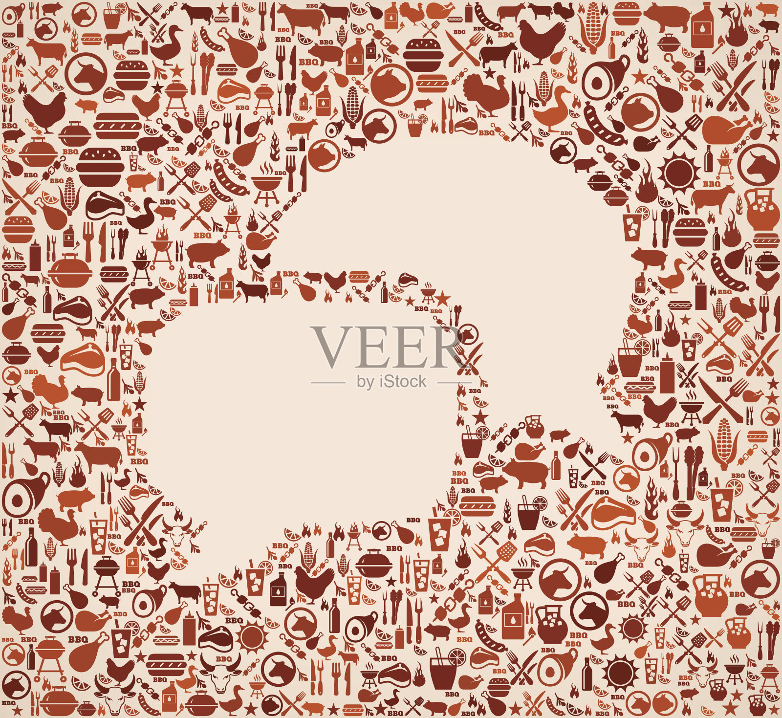 两个演讲气泡夏季烧烤邀请矢量背景插画图片素材