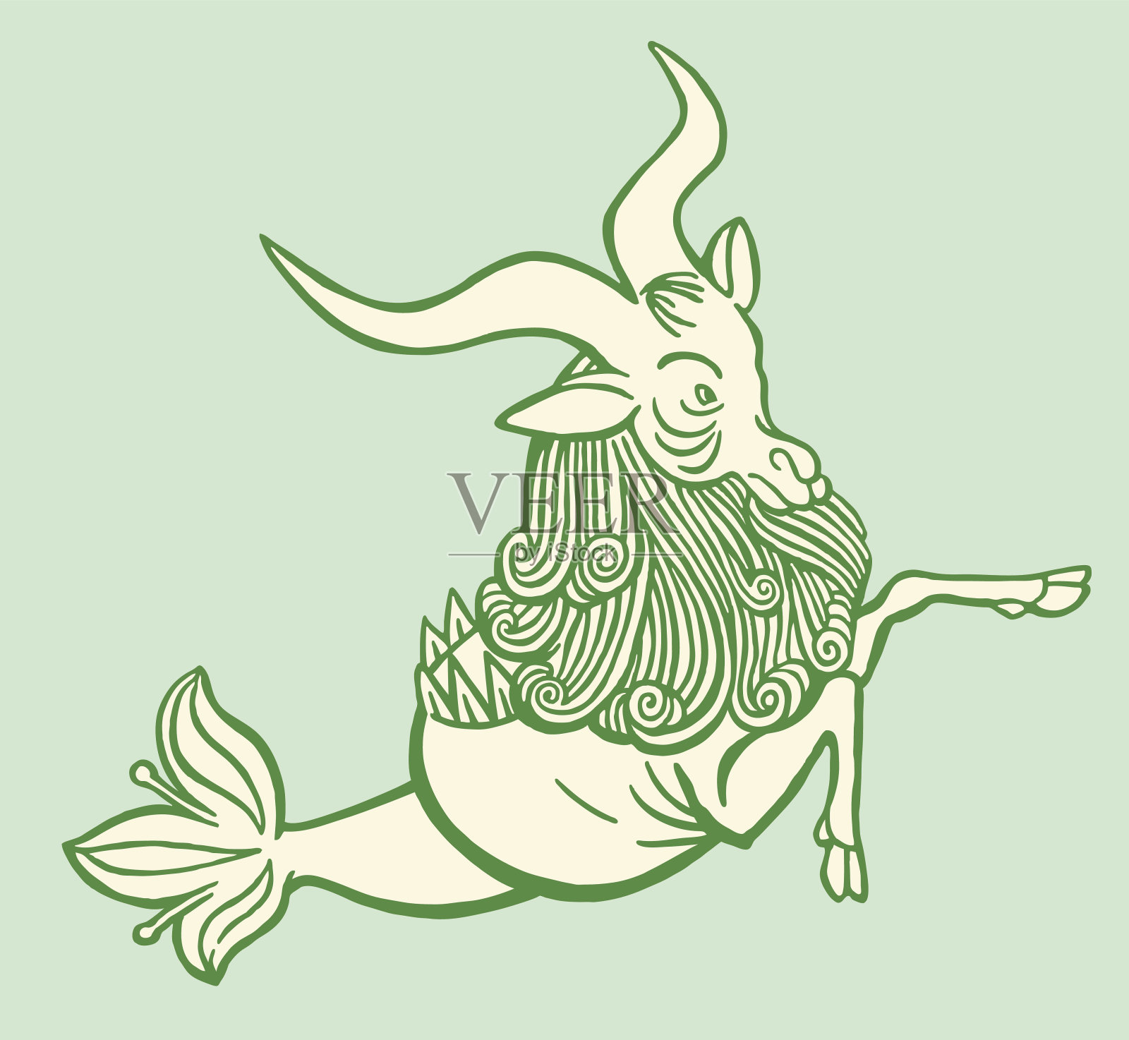 摩羯座海羊插画图片素材
