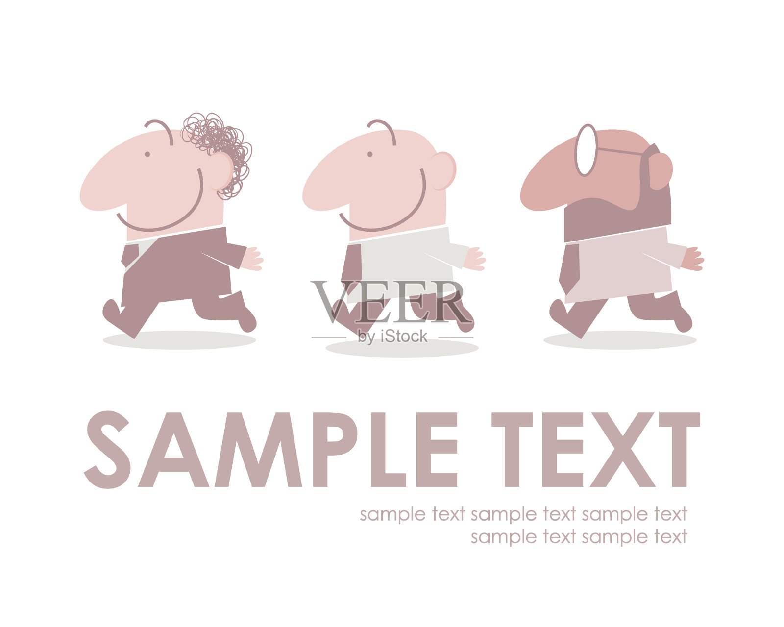 一个经理带着两个跟随者，一群商人在跑步插画图片素材