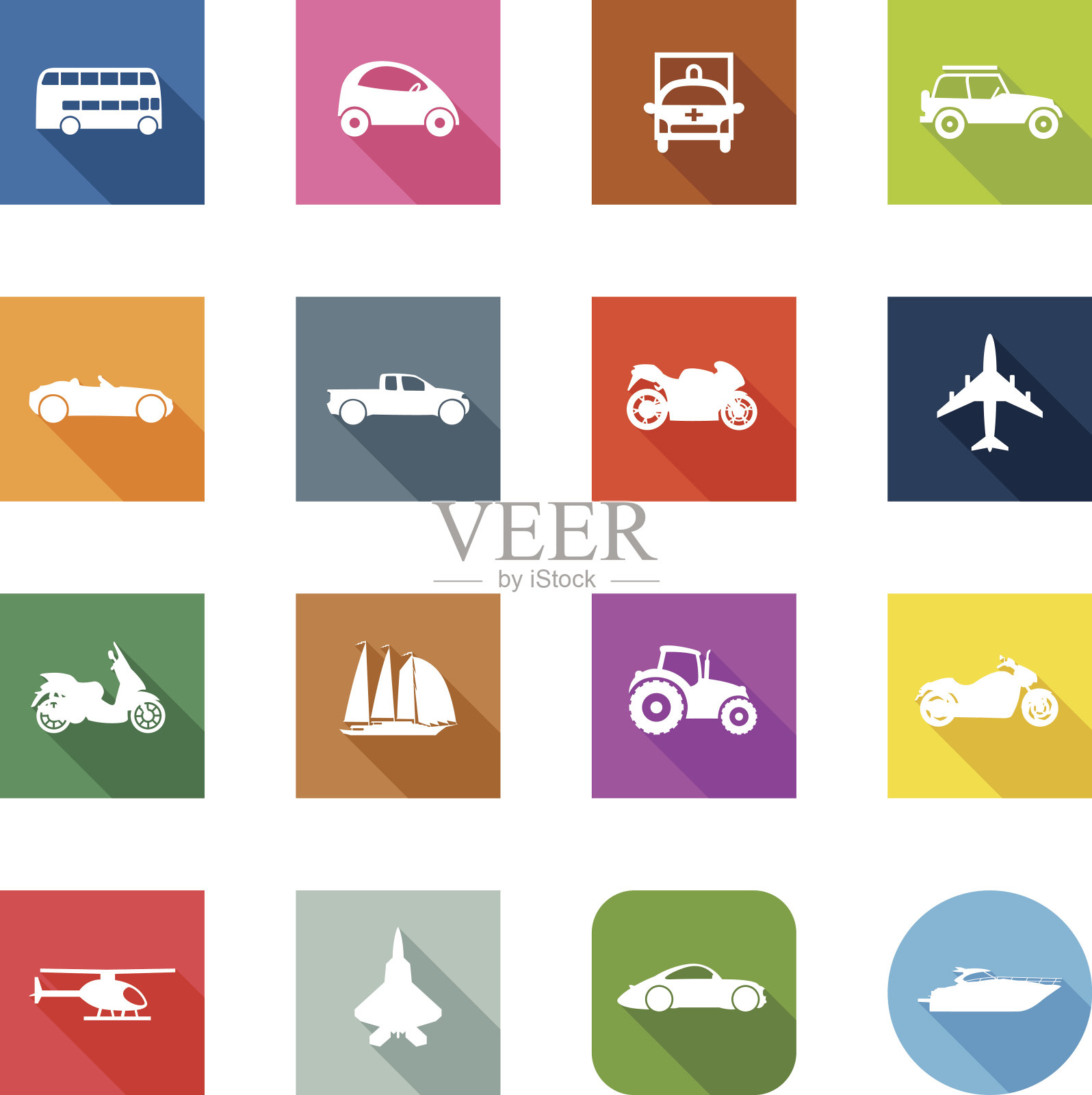 扁形图标-交通图标素材