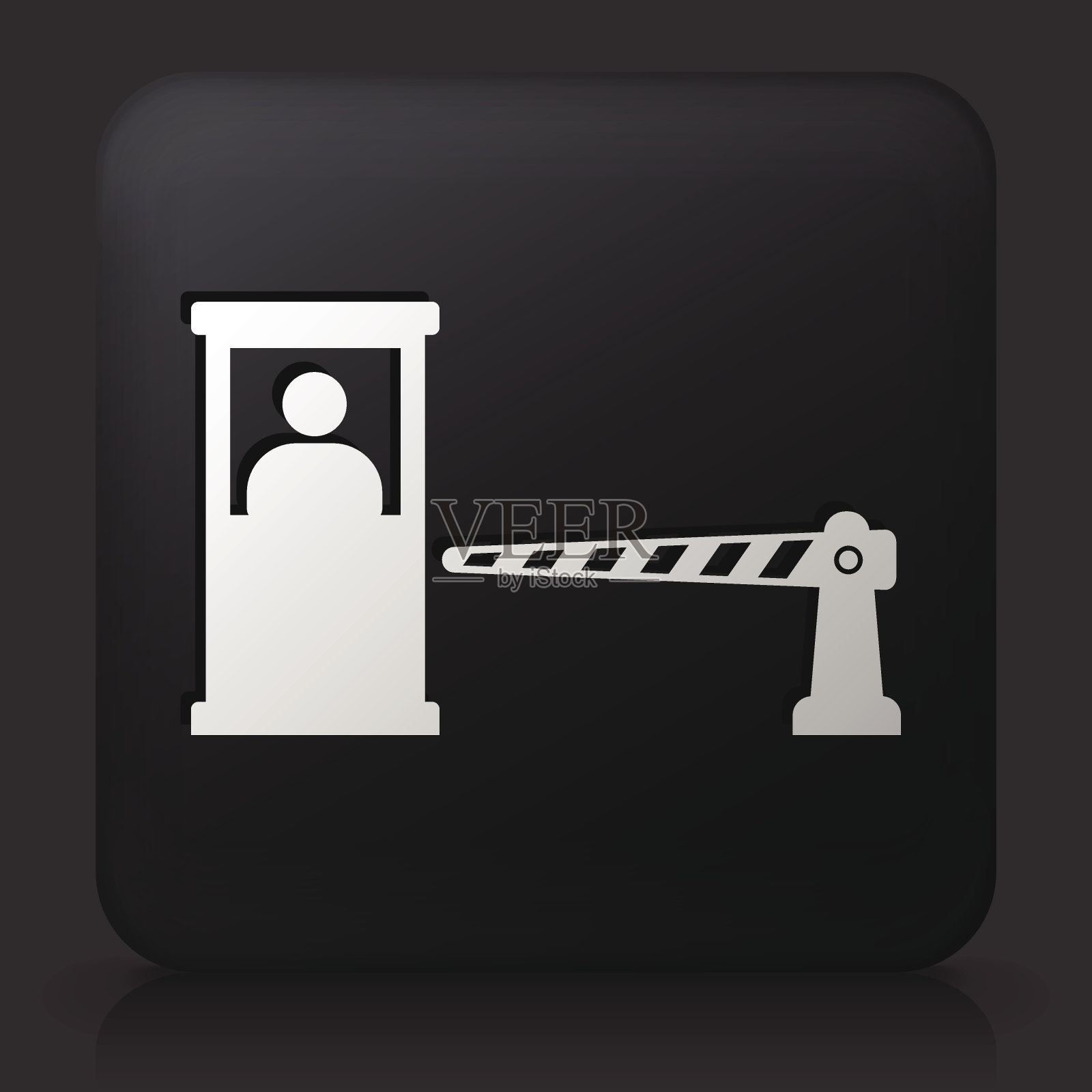 黑色方形按钮，带有停车亭和收银插画图片素材