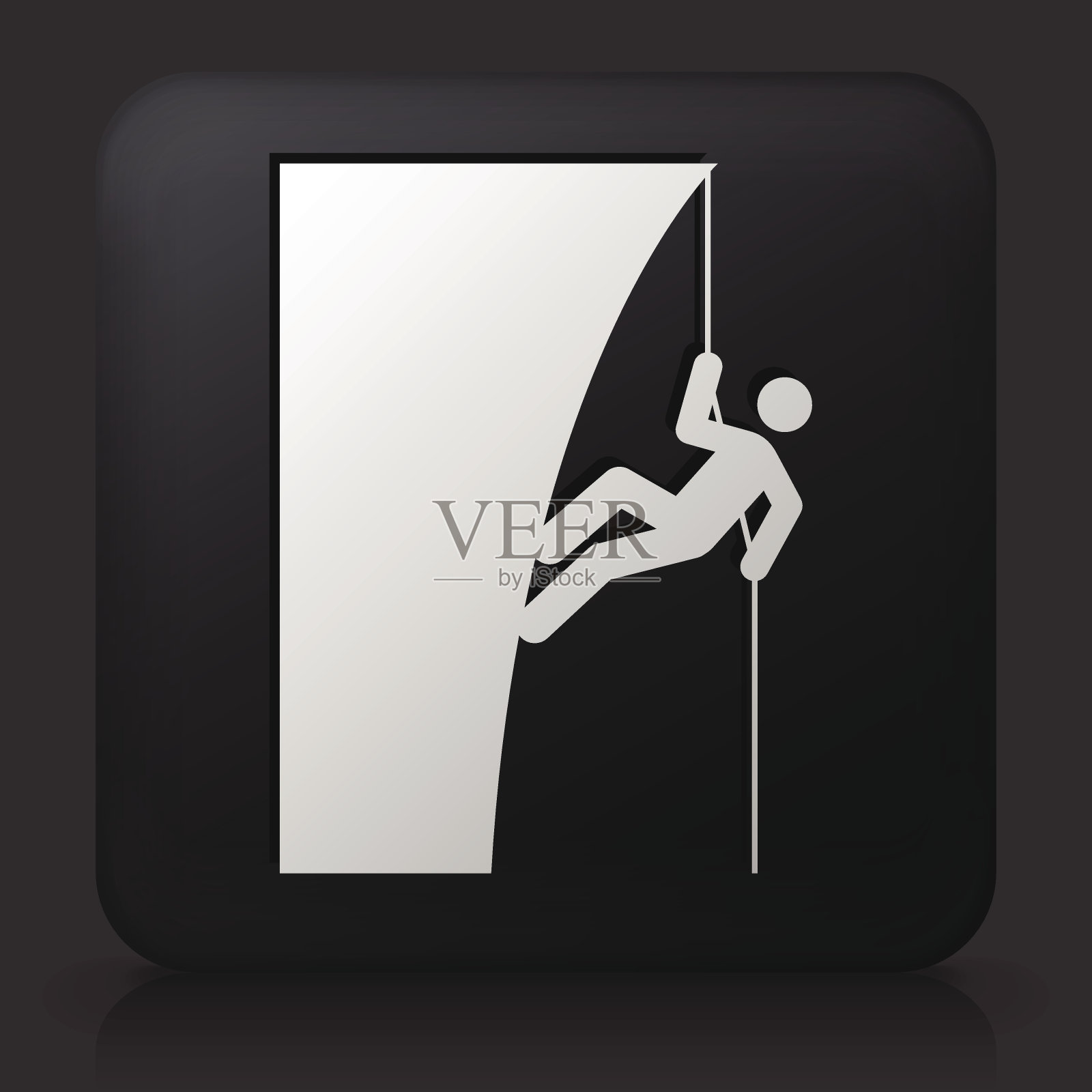 黑色方形按钮与登山图标插画图片素材