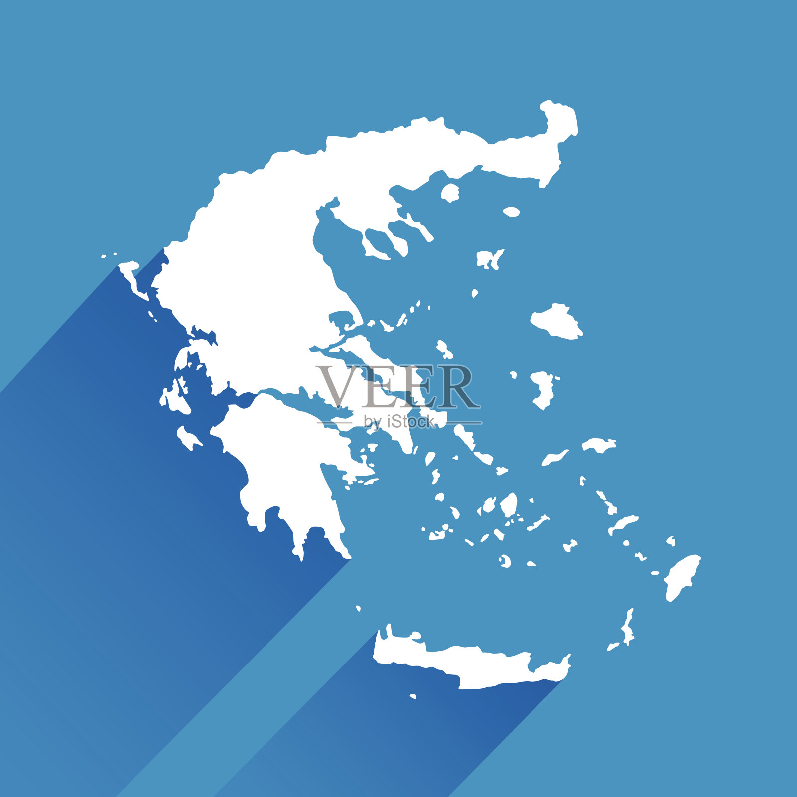 蓝色希腊地图图标插画图片素材
