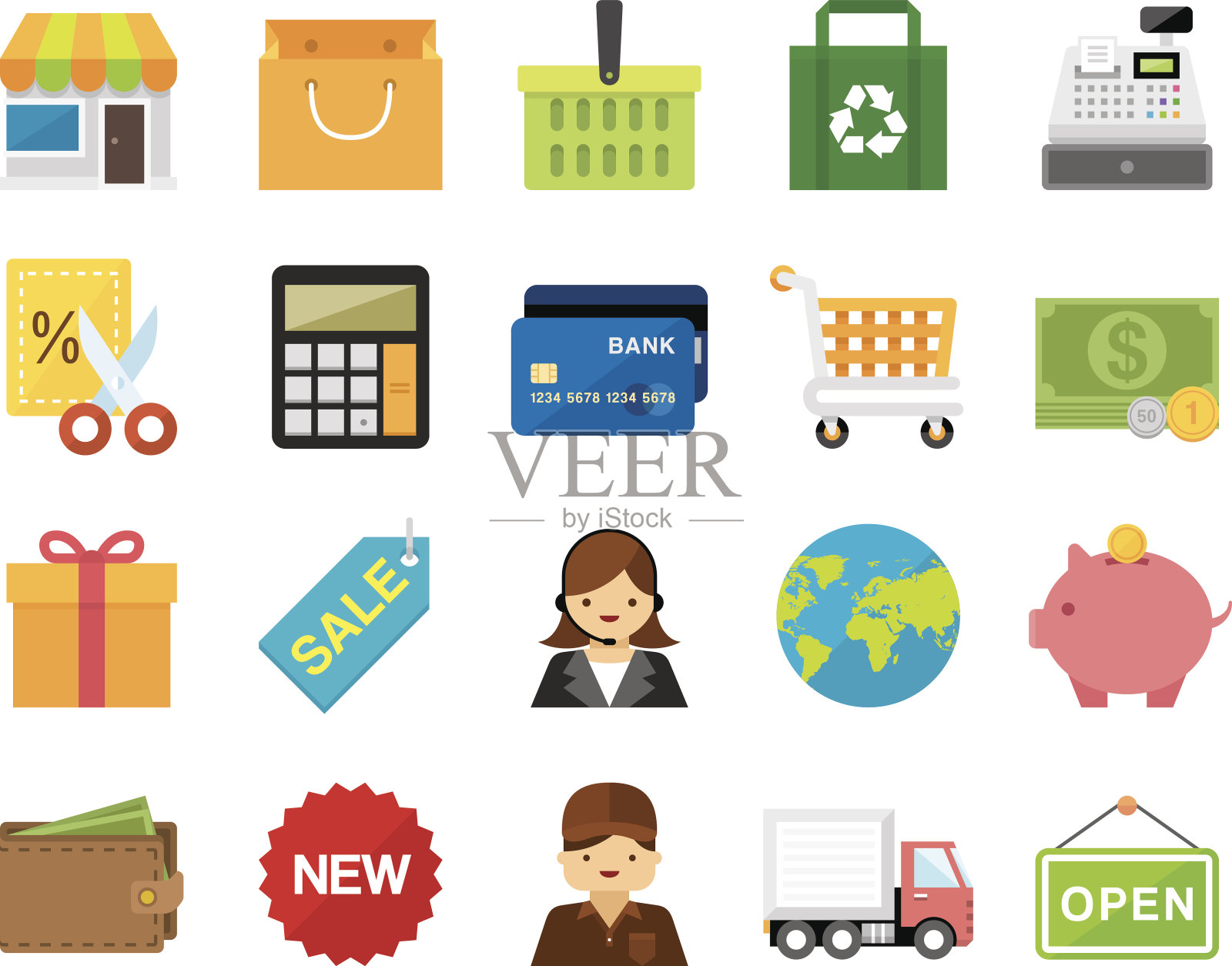 一套20个购物及零售标志(卡拉福系列)图标素材