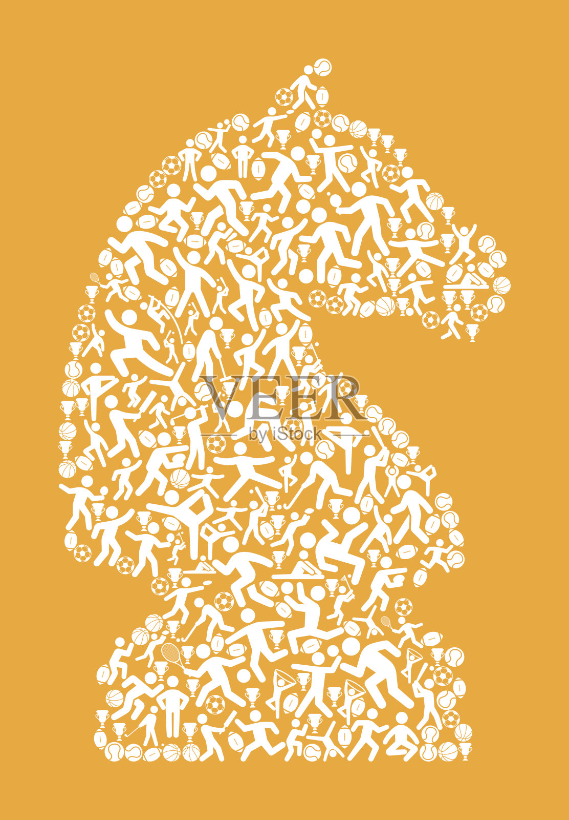 象棋骑士健身运动和运动模式矢量背景插画图片素材