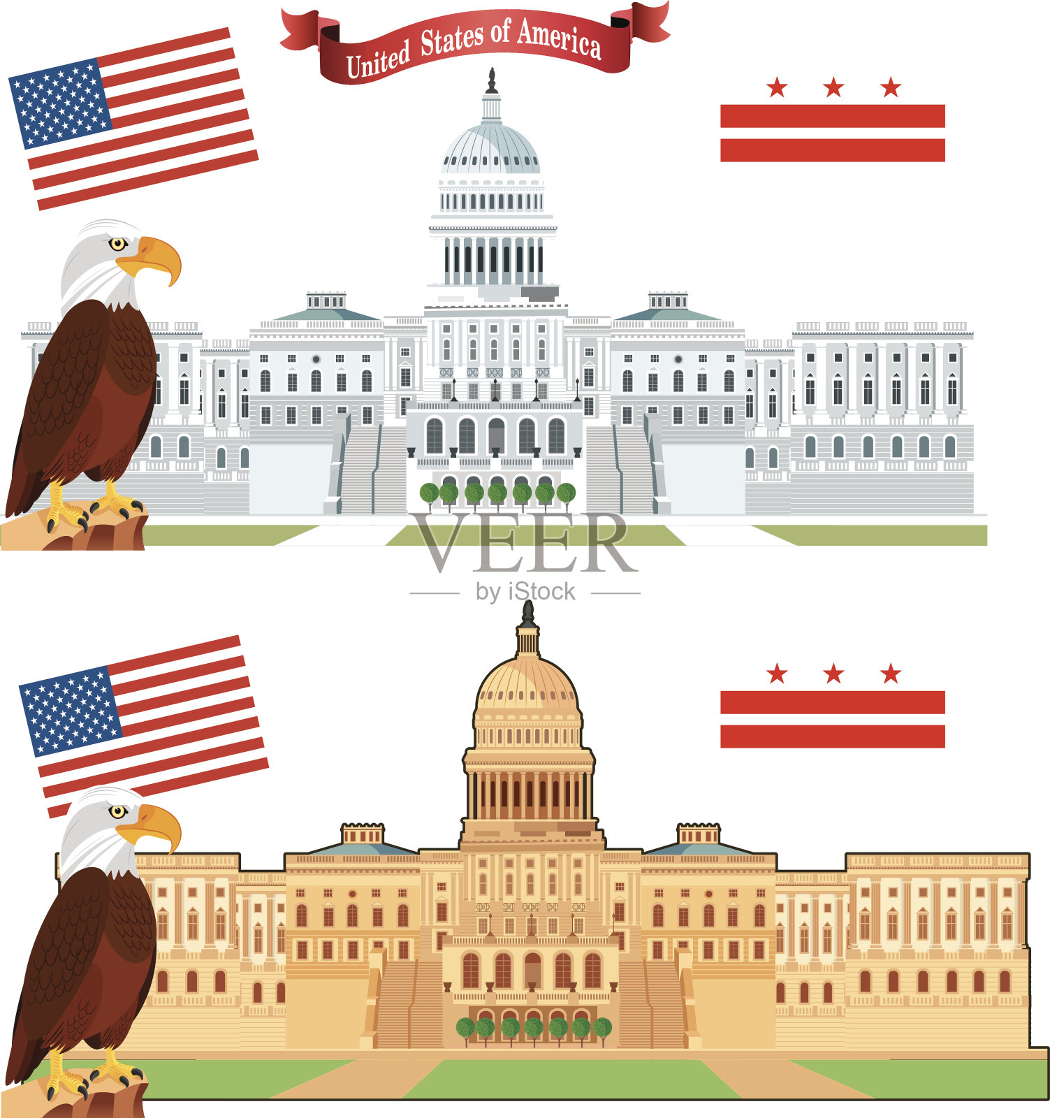 华盛顿特区的美国国会大厦插画图片素材