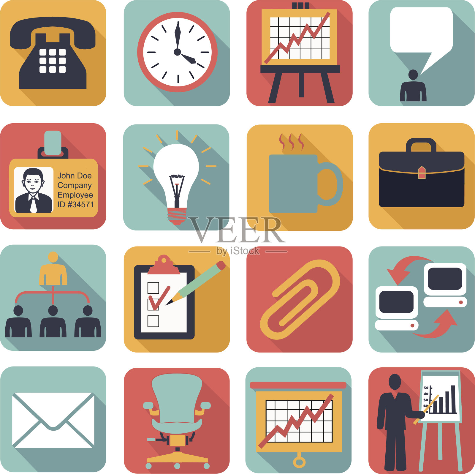 平面风格的方形商业图标图标素材