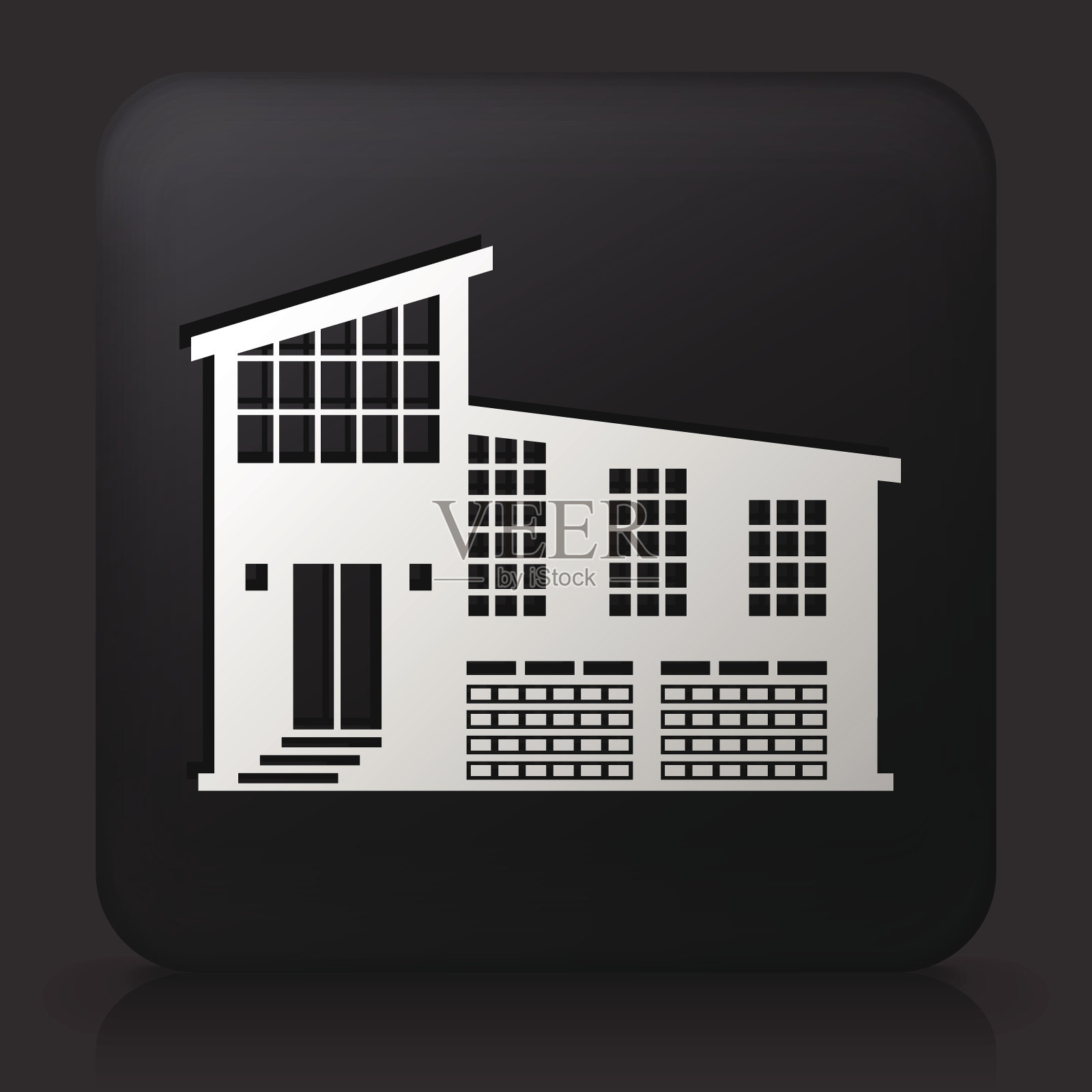 带有建筑图标的黑色方形按钮插画图片素材