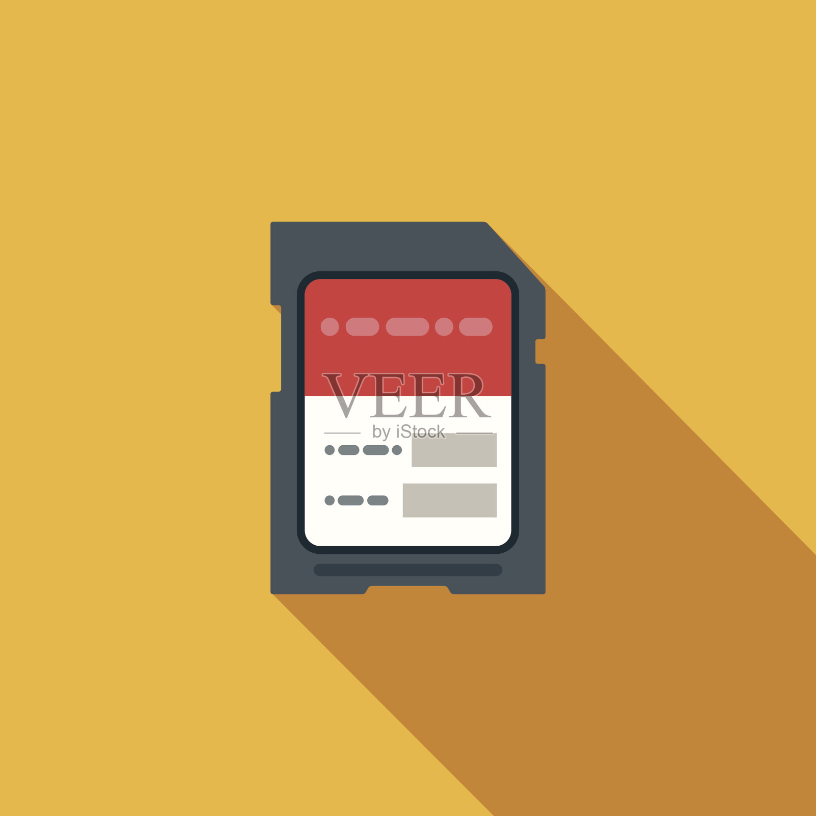 平面设计SD存储卡图标与长阴影插画图片素材