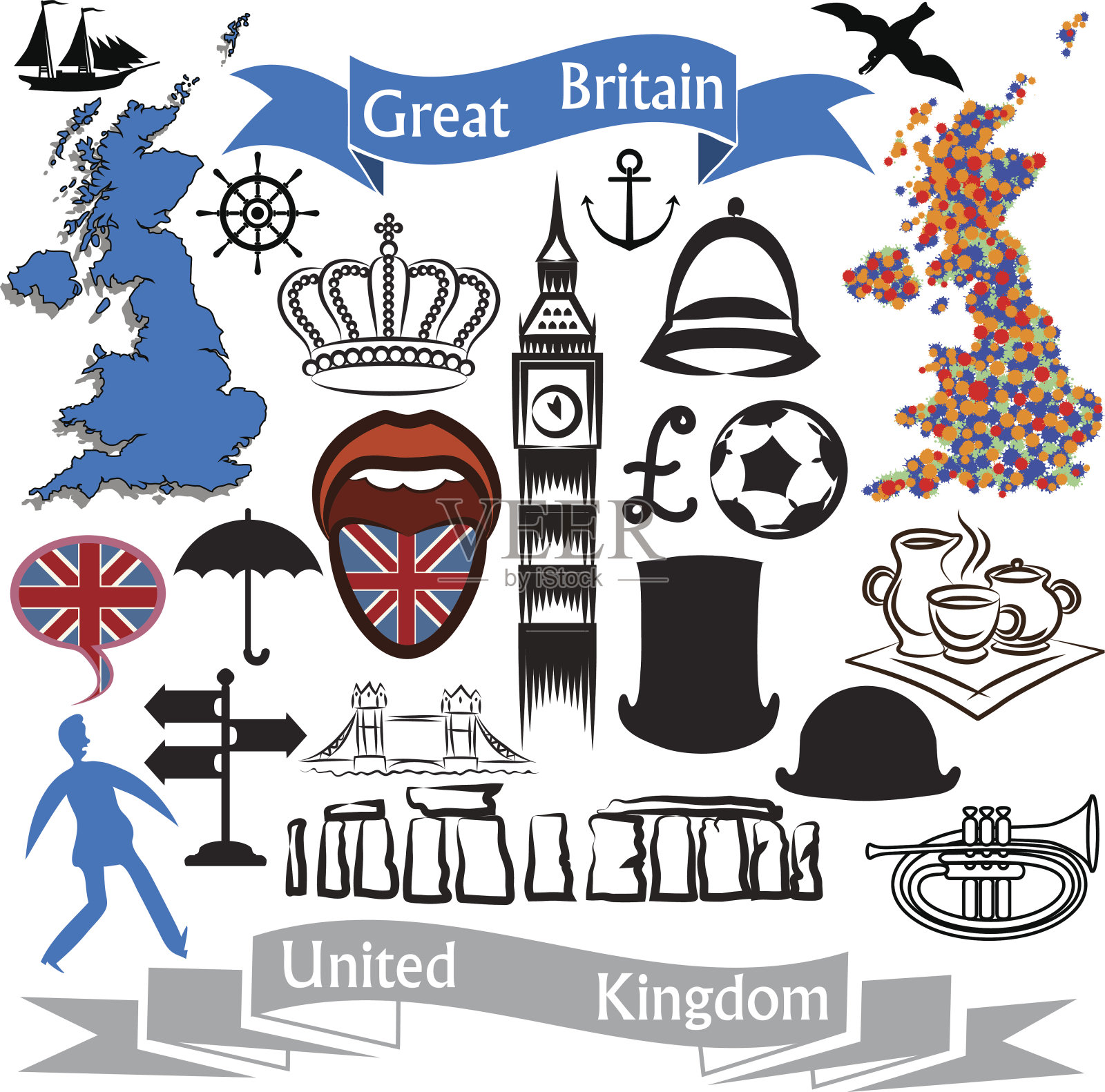 英国的图标插画图片素材