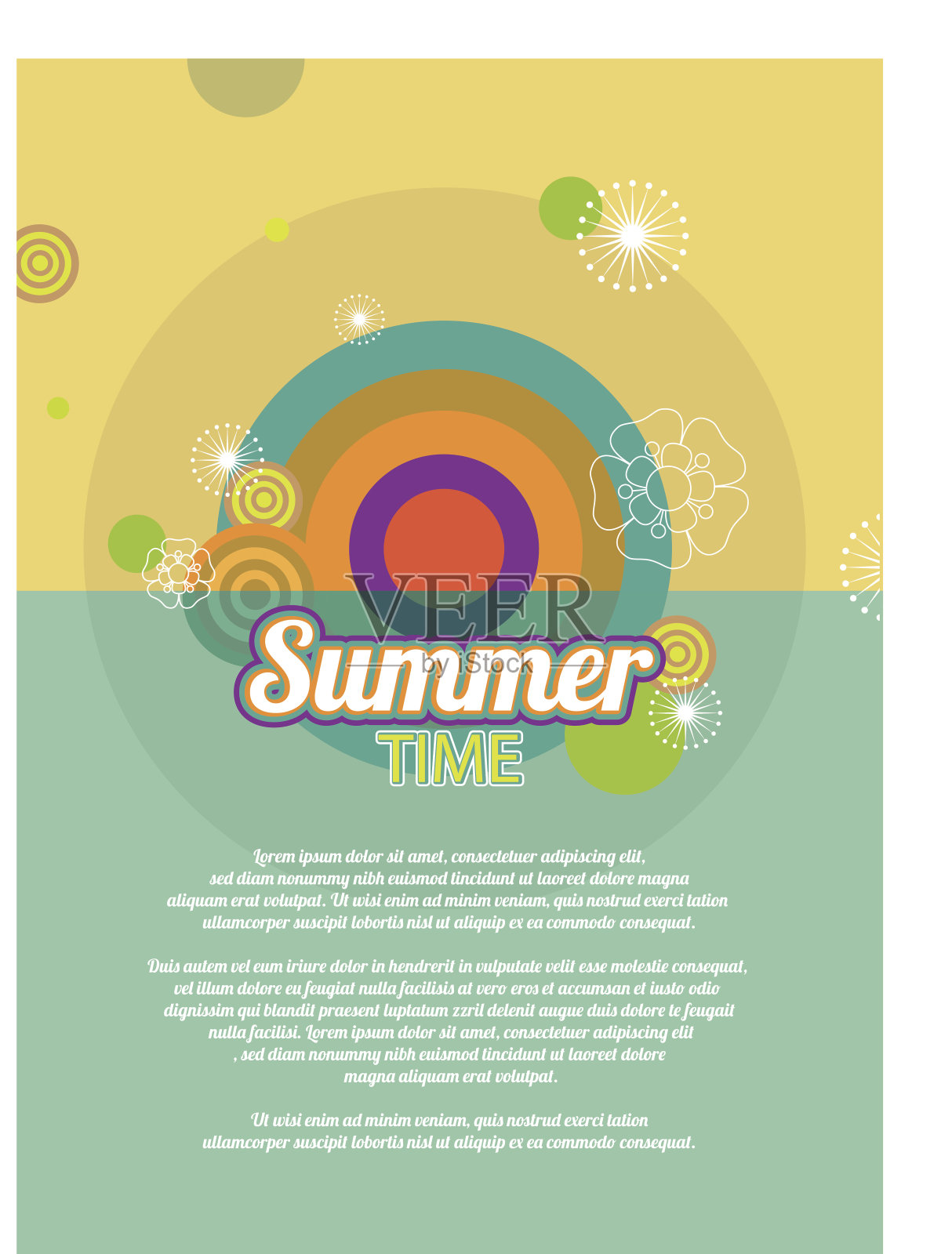 夏季时间背景与日落设计模板素材