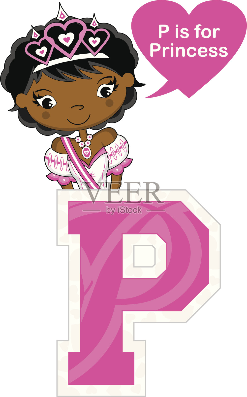 童话公主学习字母P插画图片素材