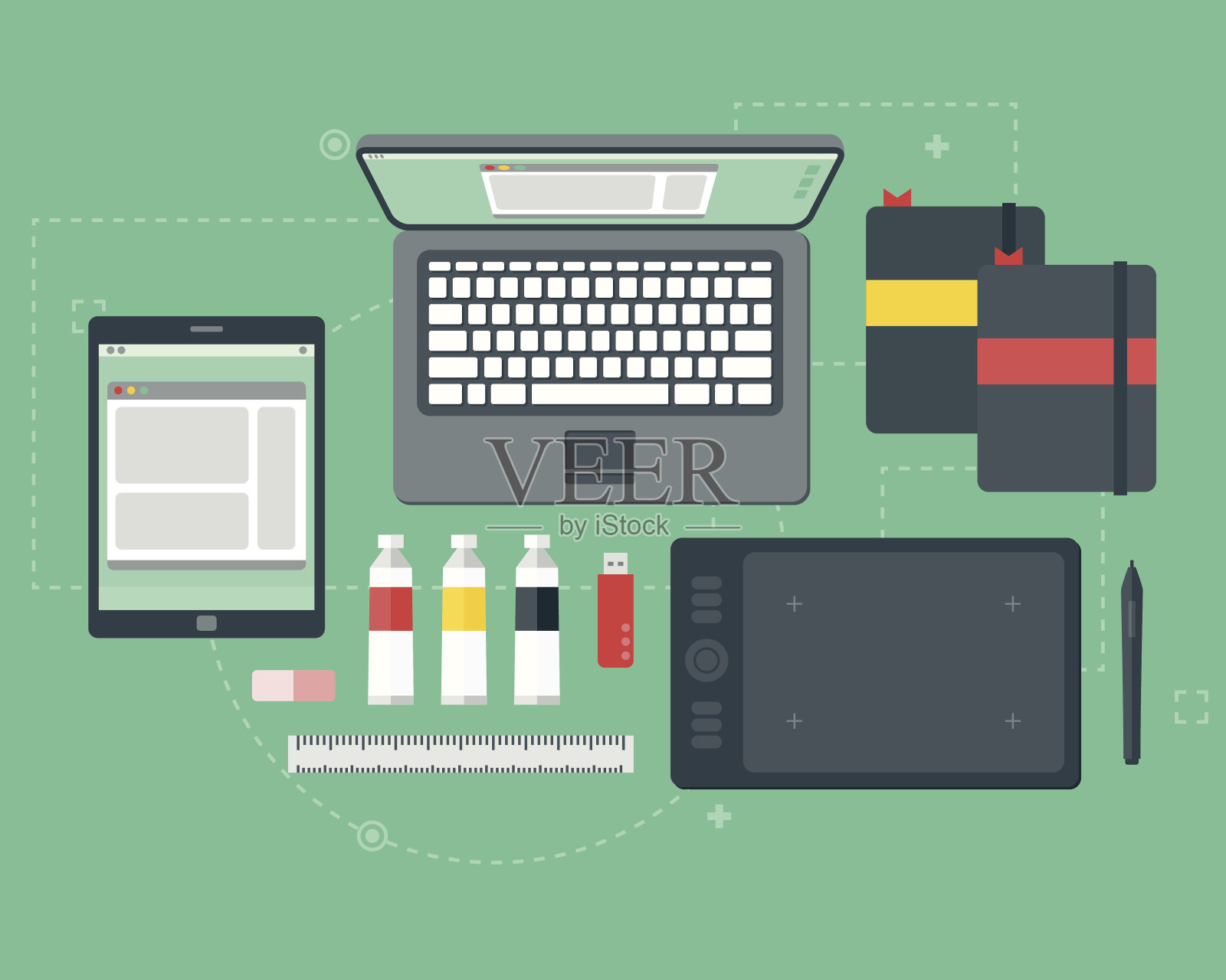 平面设计平面设计师的元素图标集插画图片素材