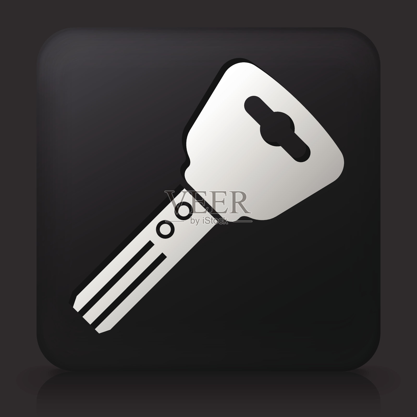 黑色方形按钮与汽车钥匙插画图片素材