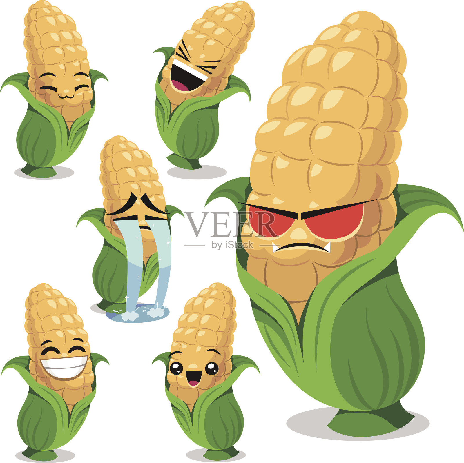 玉米卡通套装B插画图片素材