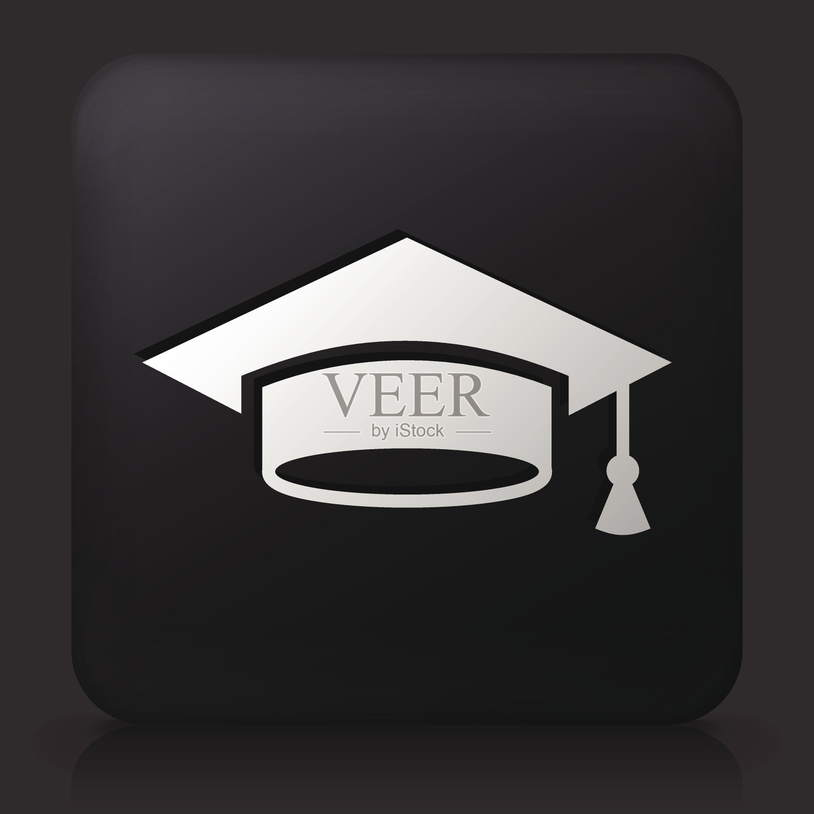 黑色方形按钮与毕业图标插画图片素材