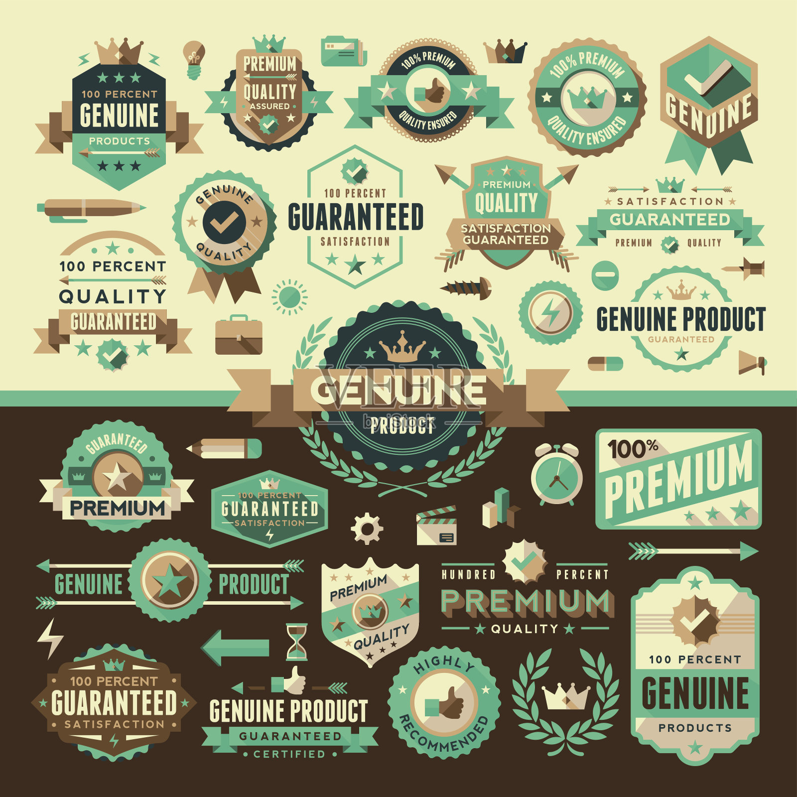 平面UI风格标签完整集插画图片素材