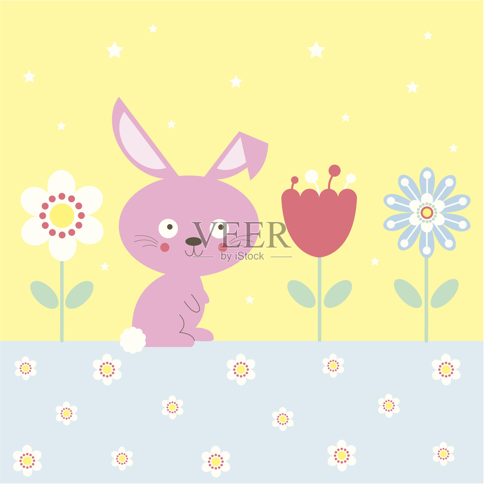 快乐的复活节兔子插画图片素材