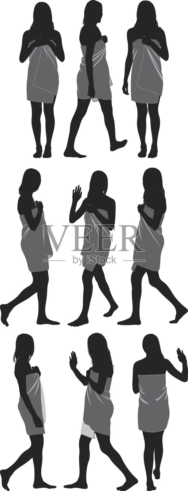 女性在浴袍插画图片素材