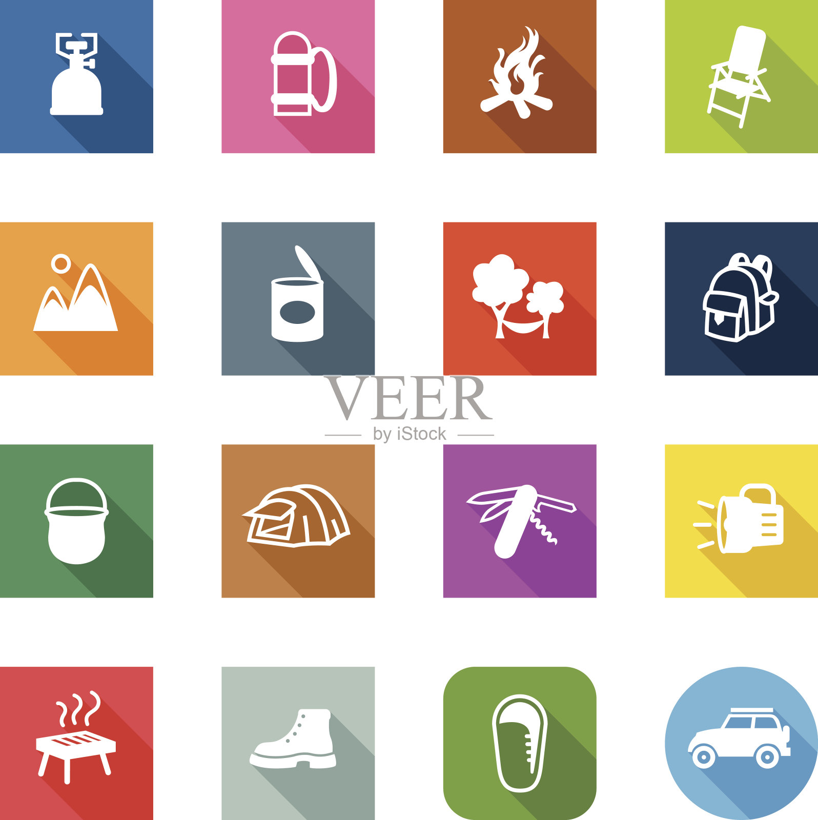 扁平图标-露营图标素材