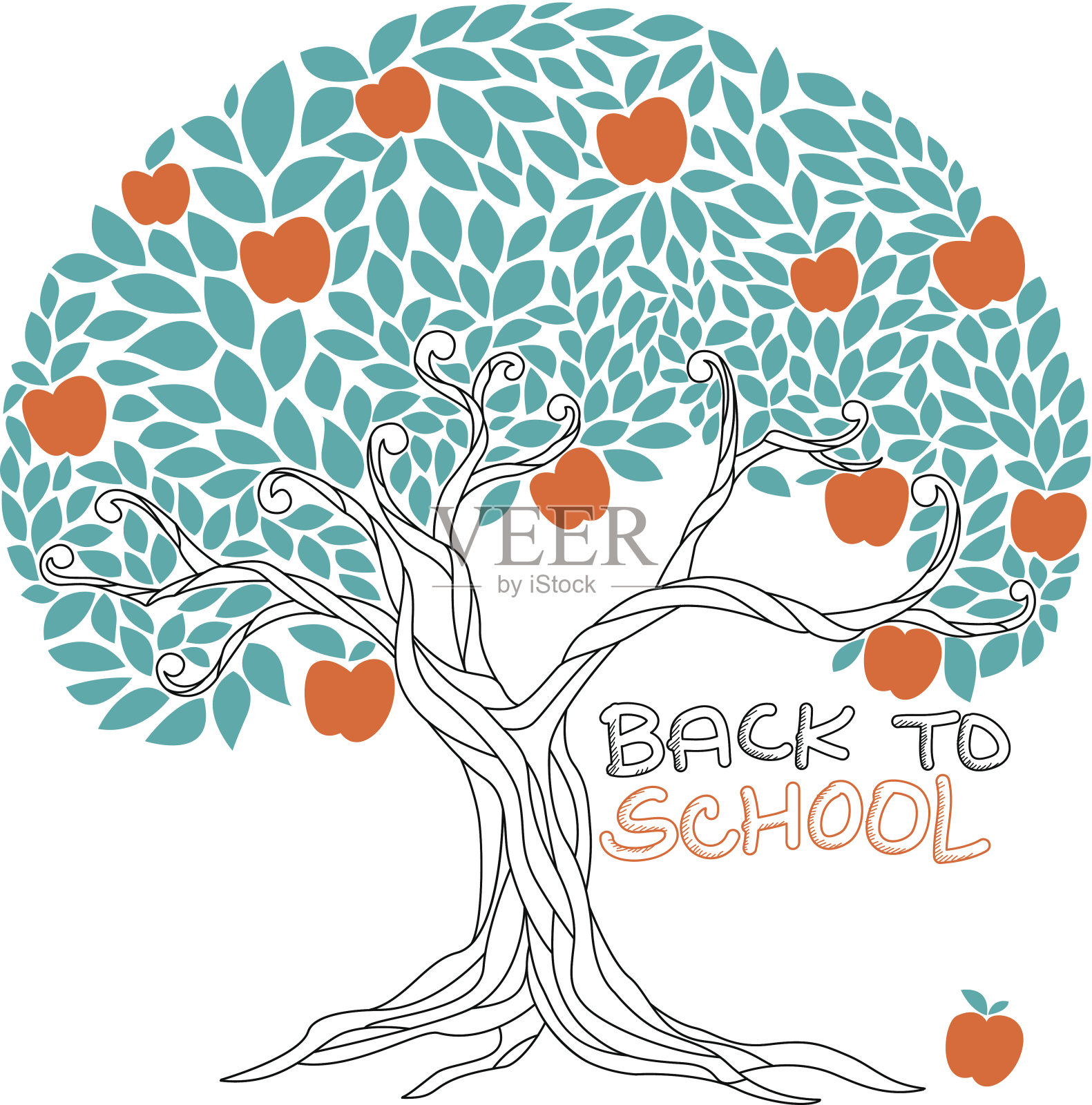 苹果树插画图片素材